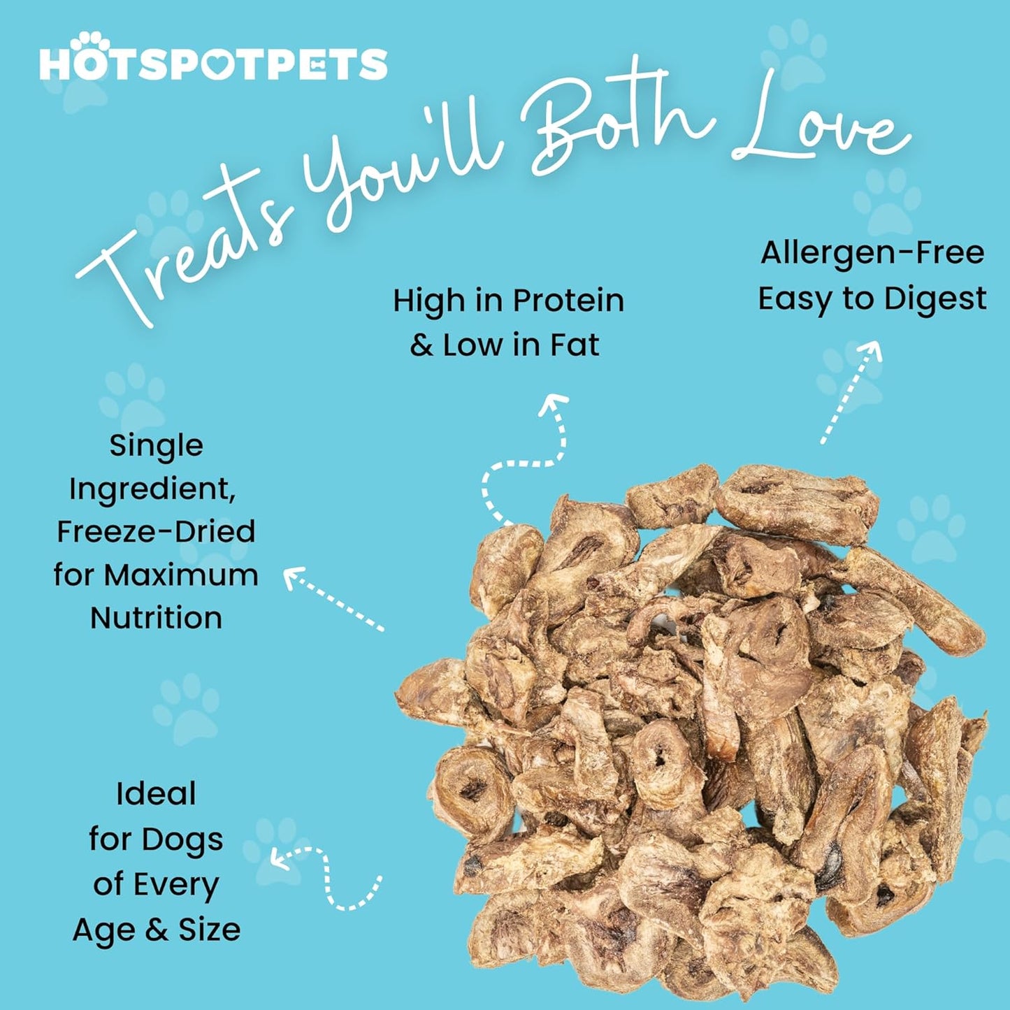hotspot pets Freeze Dried Turkey Hearts Treats for Cats & Dogs -Made in USA, 1lb Big Bag, Single Ingredient All Natural Grain-Free Turkey Heart - Great for Training, As a Topper or Snack