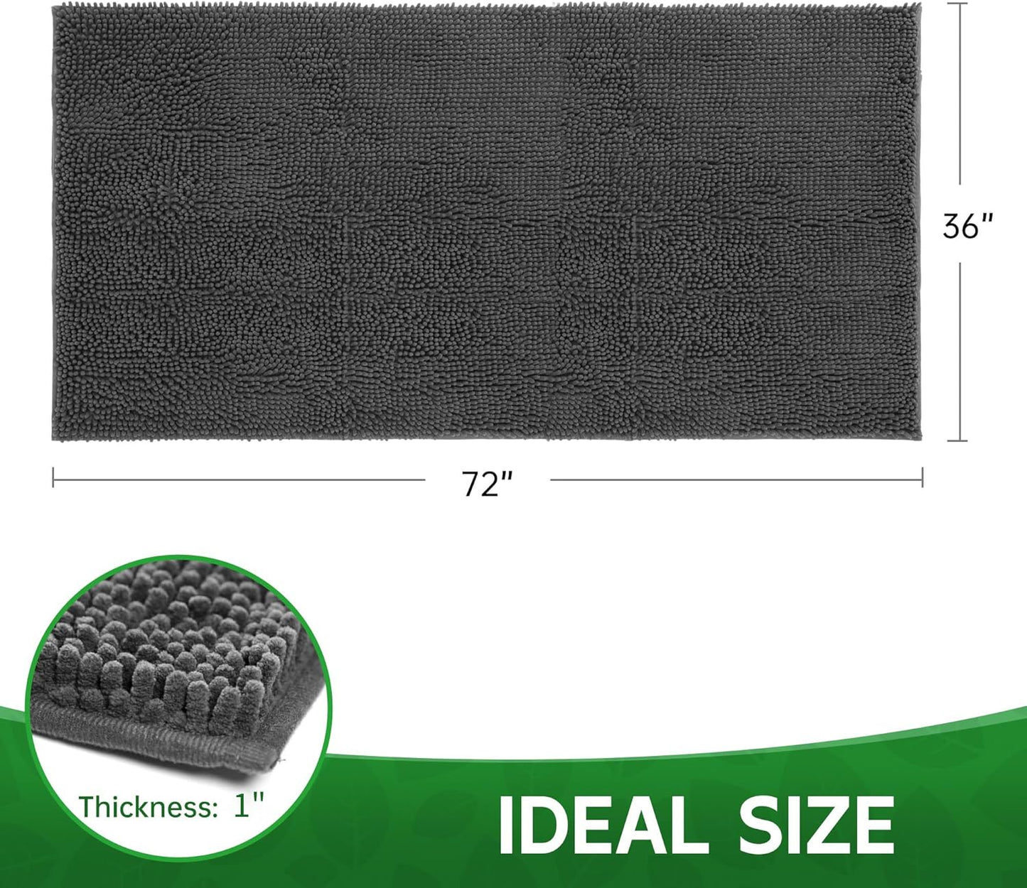 Dog Door Mat Indoor Entrance, 72" x 36" Absorbent Quick-Drying Mud Mat for Dogs, Non-Slip Door Rugs for Entryway Indoor Washable, Soft Chenille Dog Mat for Muddy Paws