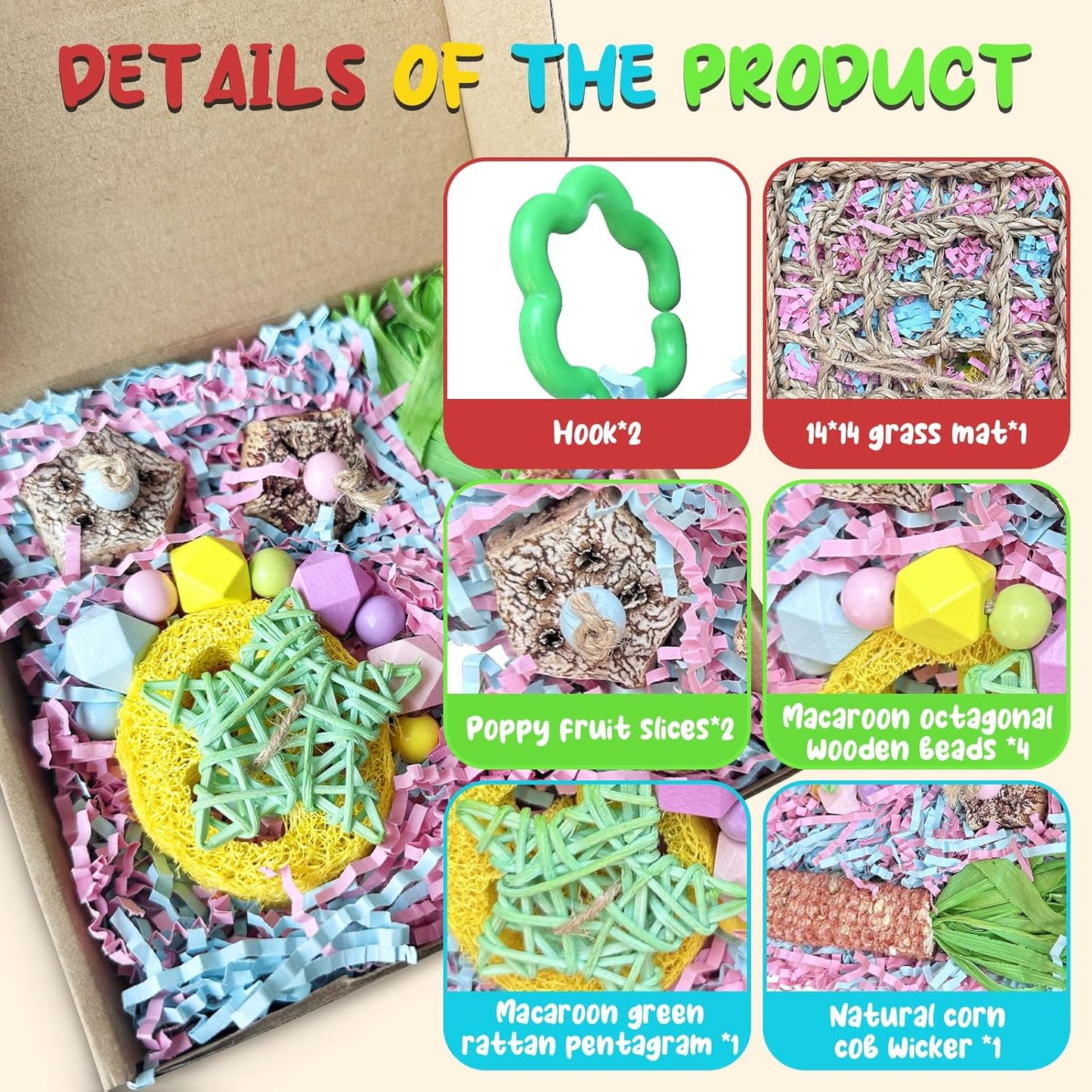 Bird Toys For Cockatiels, Tyotrbs Bird Toys For Conures Parakeet Toy BirdsToy For Parrots Birds Foraging Toy ParrotToys BirdCage Accessories Lovebird Cage Accessories for Small Birds