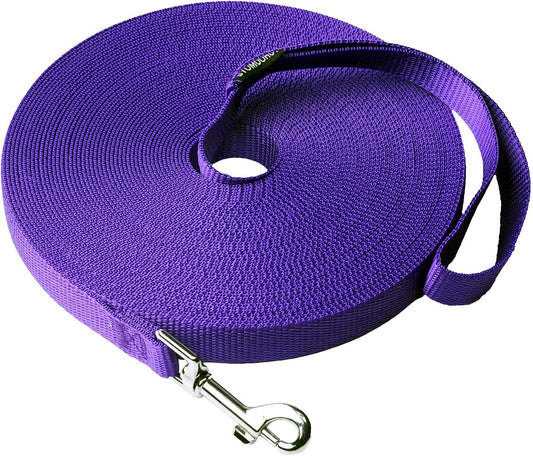 Dog/Puppy Obedience Recall Training Agility Lead - 30ft Long Training Leash，3/4in Wide - Great for Play, Camping, or Backyard（Purple 30 Feet