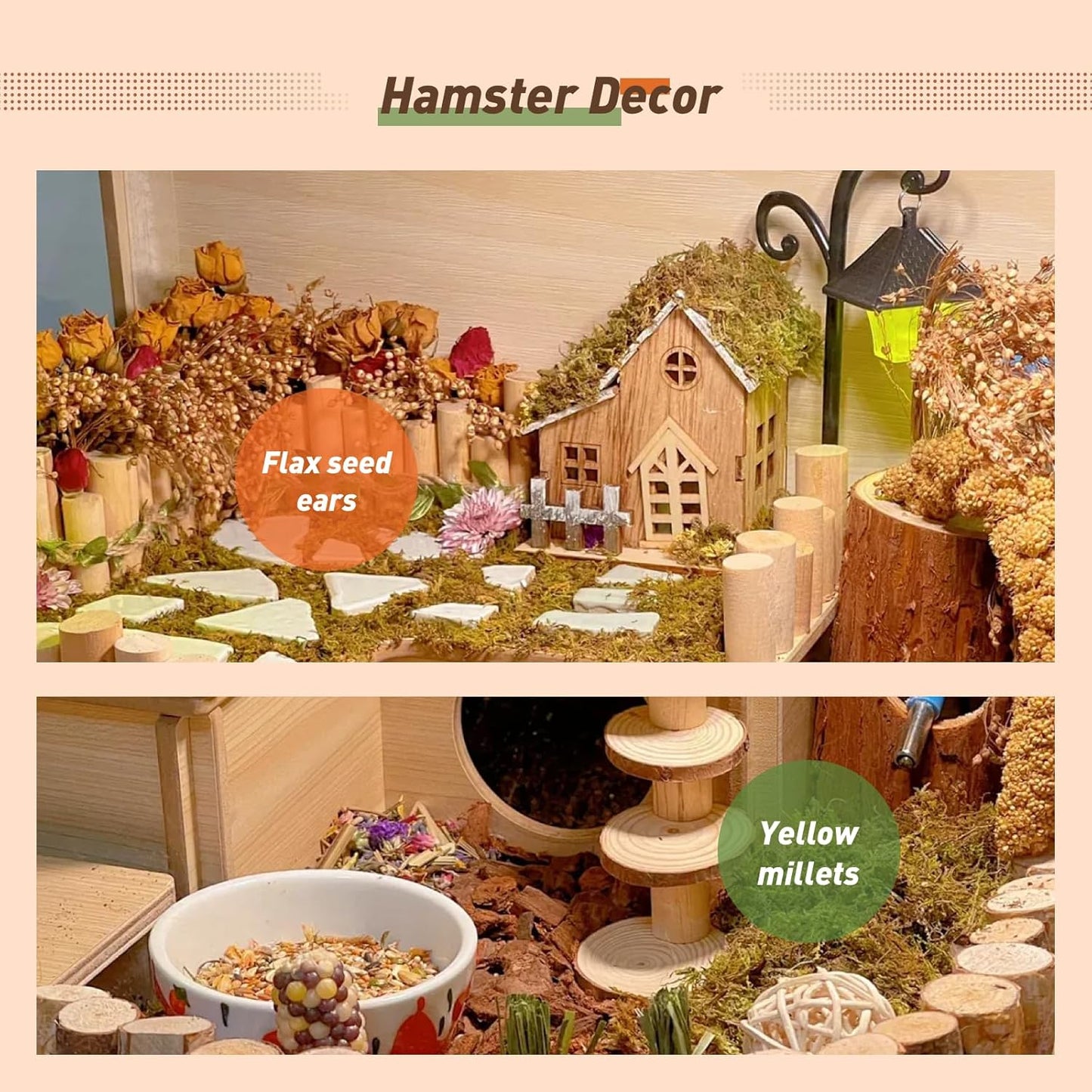 ZIPPYPET Hamster Sprays and Forage Accessories for Cages, Pet Mouse Decor Textures (7)
