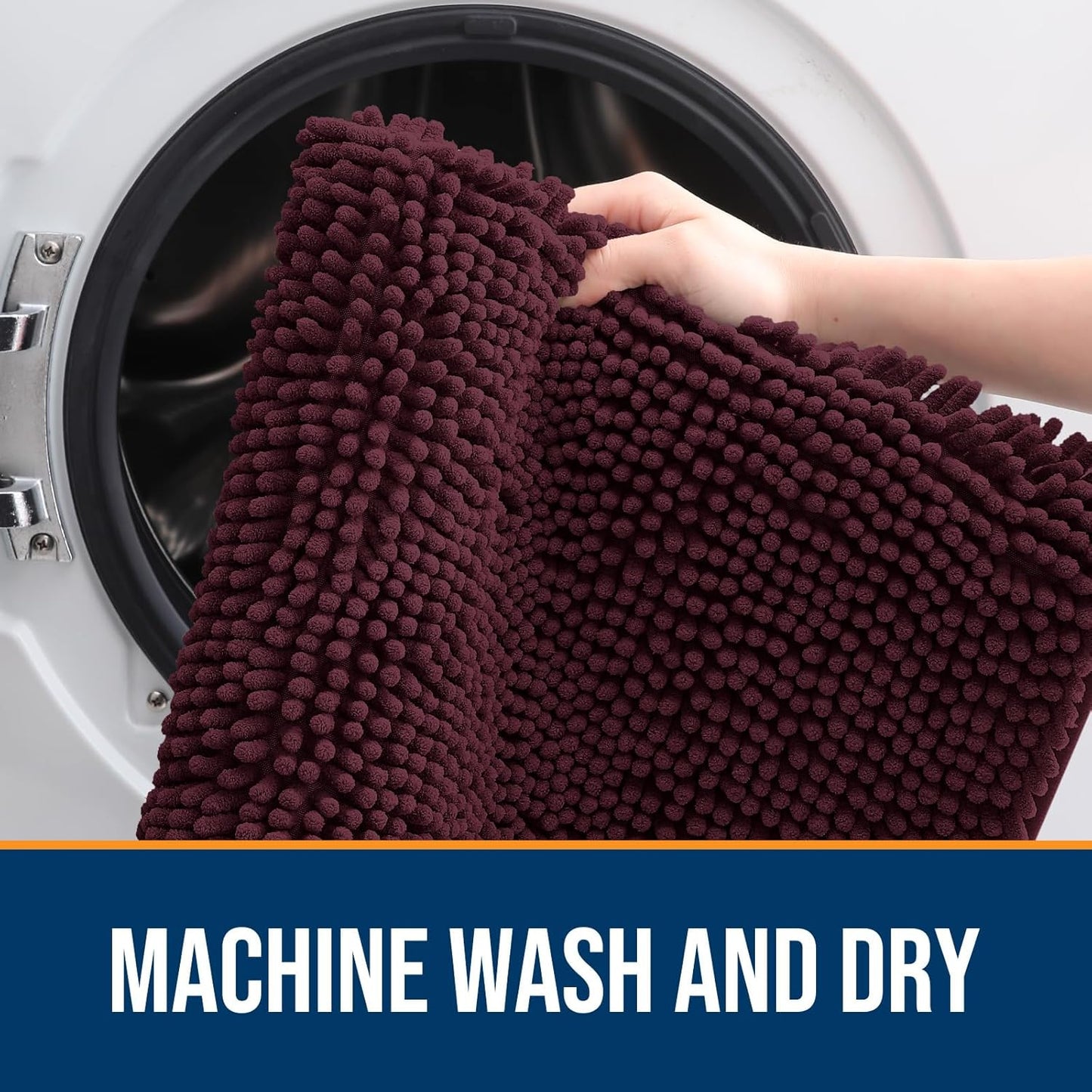 OLANLY Dog Door Mat for Muddy Paws 24x16, Absorbs Moisture and Dirt, Absorbent Non-Slip Washable Doormat, Quick Dry Chenille Mud Mat for Dogs, Entry Indoor Entryway Carpet for Inside Floor, Russet