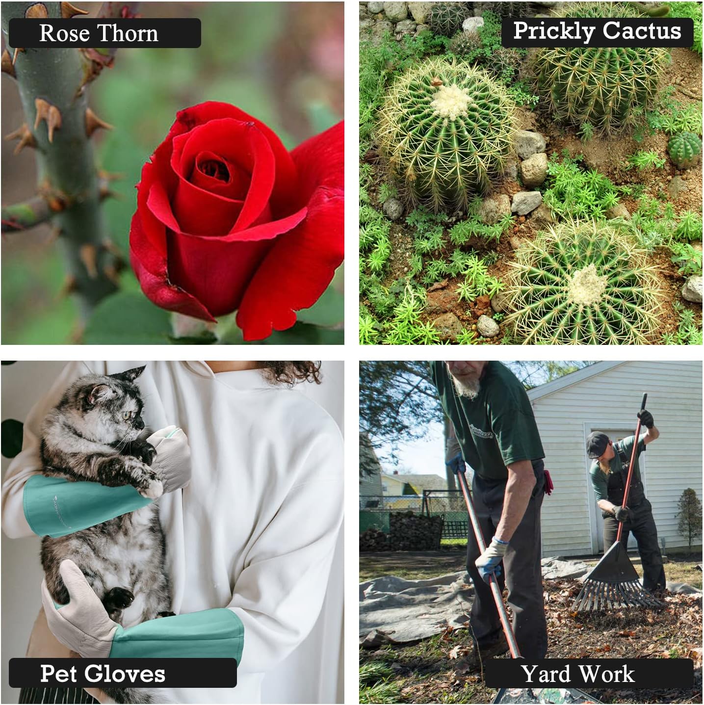 HANDLANDY Long Gardening Gloves for Men & Women, Thorn Proof Rose Pruning Gloves Leather Gauntlets Garden Glove Yard Work Glove (Small, Green)