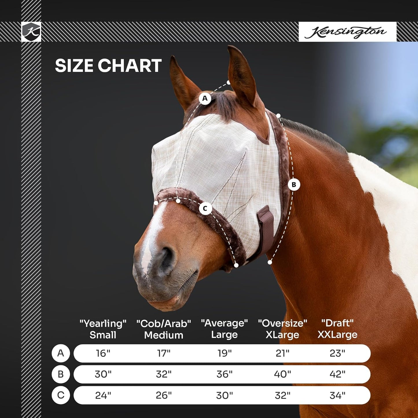 Kensington KPP Fly Mask with Fleece Trim, Deluxe Black Plaid, Medium