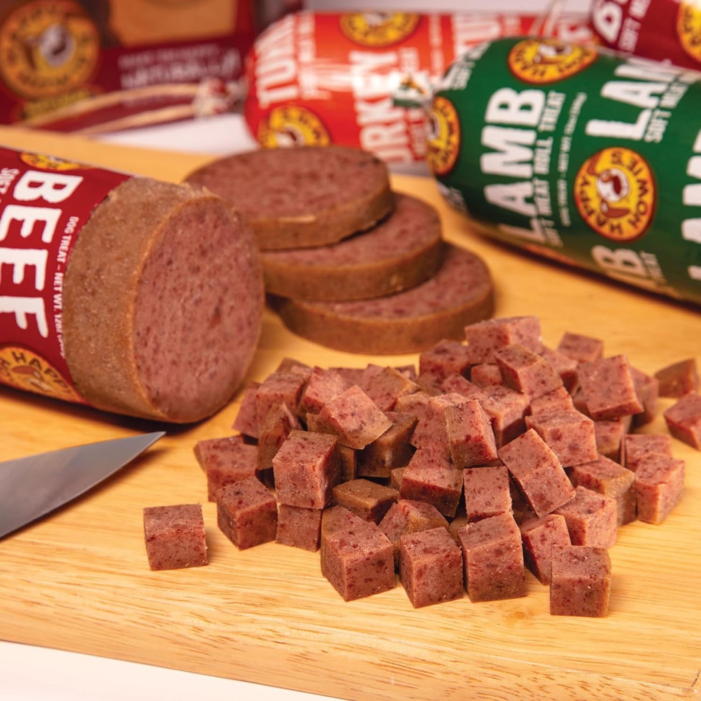 Happy Howie's Soft Meat Roll Treat - Soft Dog Food Rolls, Natural Ingredients, for All Dogs, Made in USA - Beef, Lamb, Turkey, 12 Oz (Pack of 3)