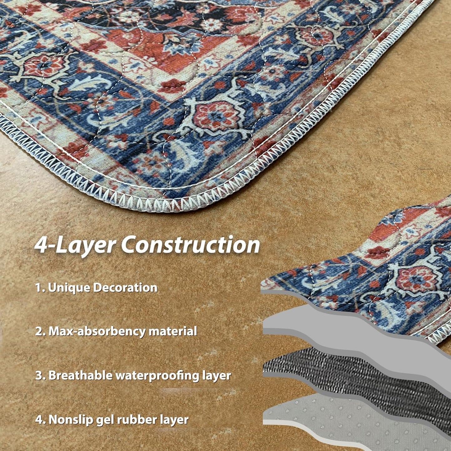 nunubaby Washable Pee Pads for Dogs, Stylish, Non-Slip and Leak-Proof Pee Pads. Reusable Potty Pads for Dogs for Crates and Floors.(Red/Floral, 48" x48")