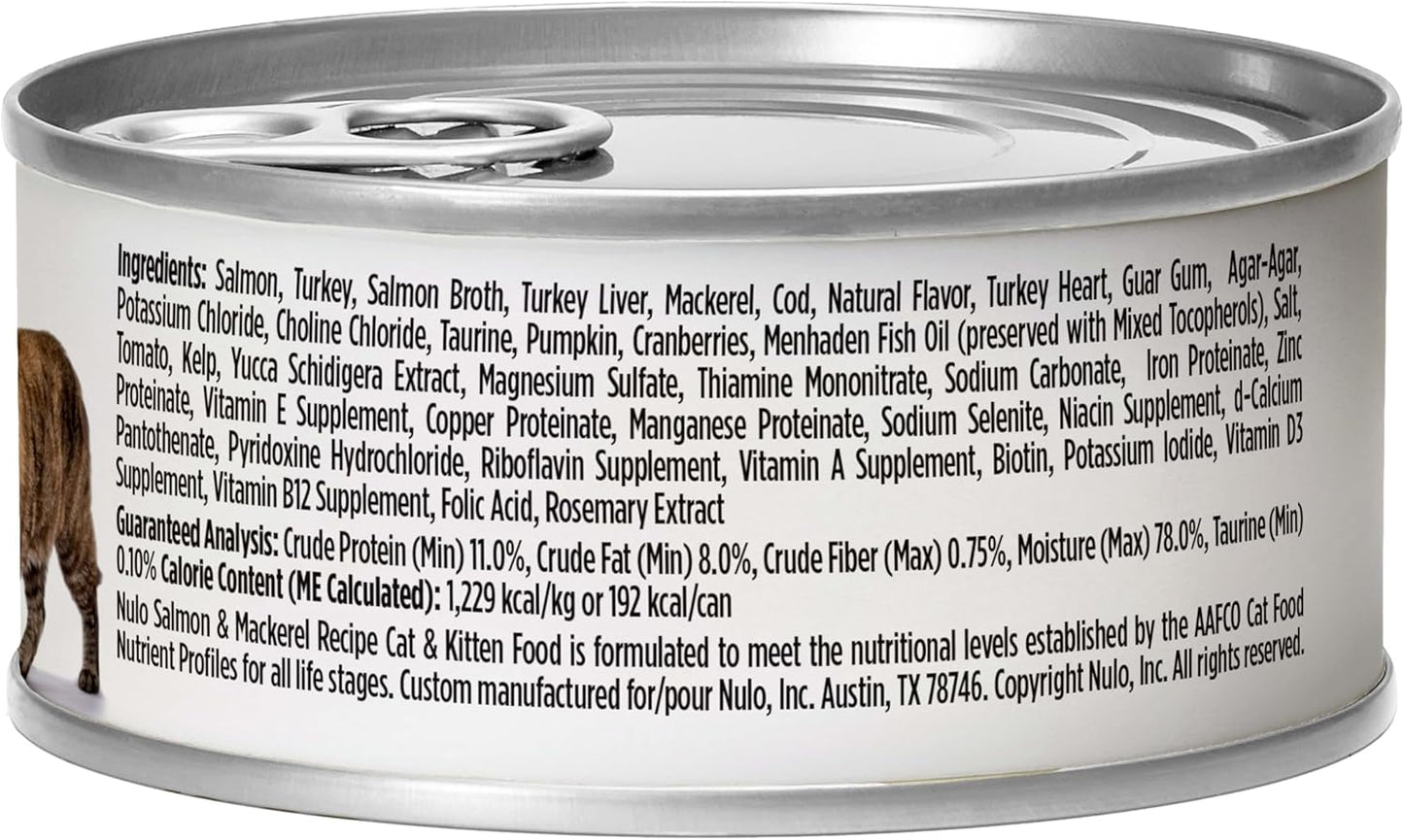Nulo Salmon & Mackerel Recipe Pate Wet Canned Cat Food, 5.5 Ounce (Pack of 24)