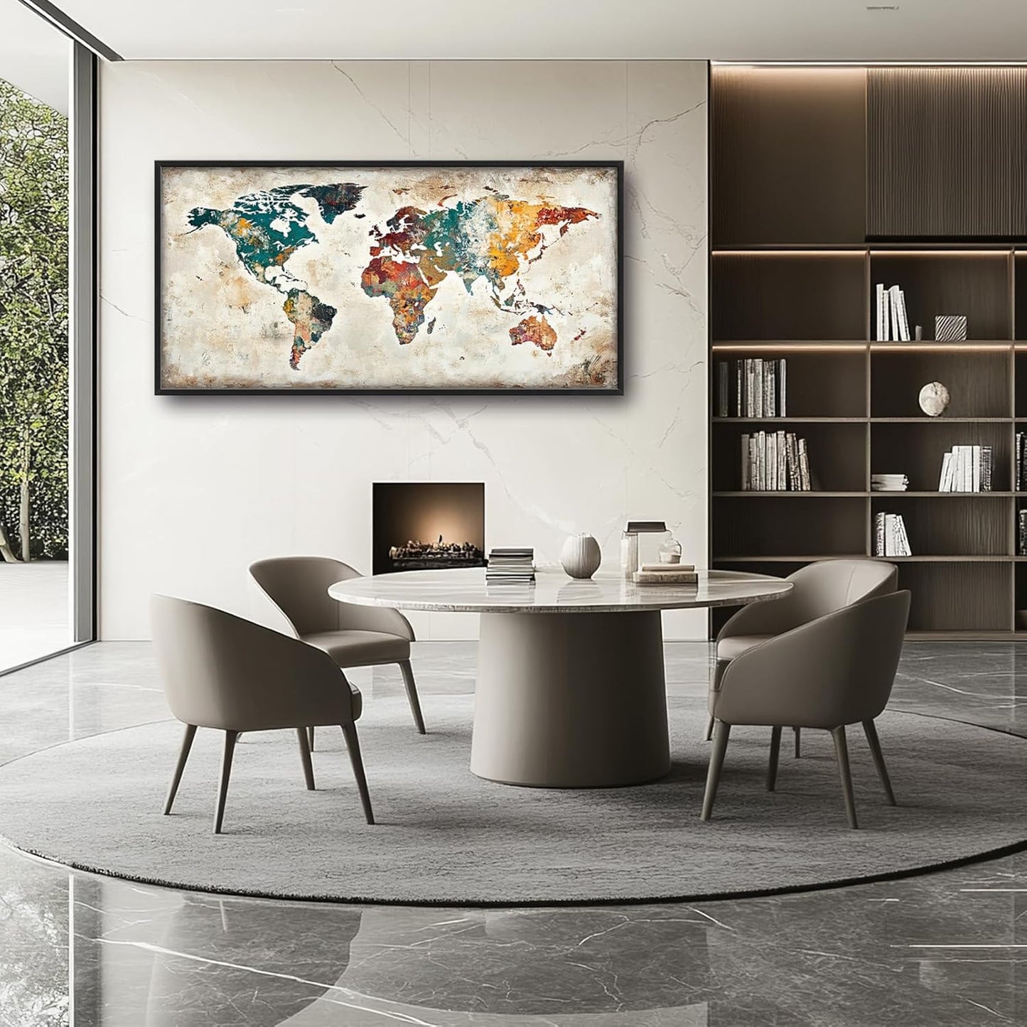 Extra Large Framed World Map Wall Art,Oversized Colorful Vintage Nautical Map Wall Decor Pictures for Living Room,Canvas Print Painting Modern Artwork Office Bedroom Home Decor 60L x30W