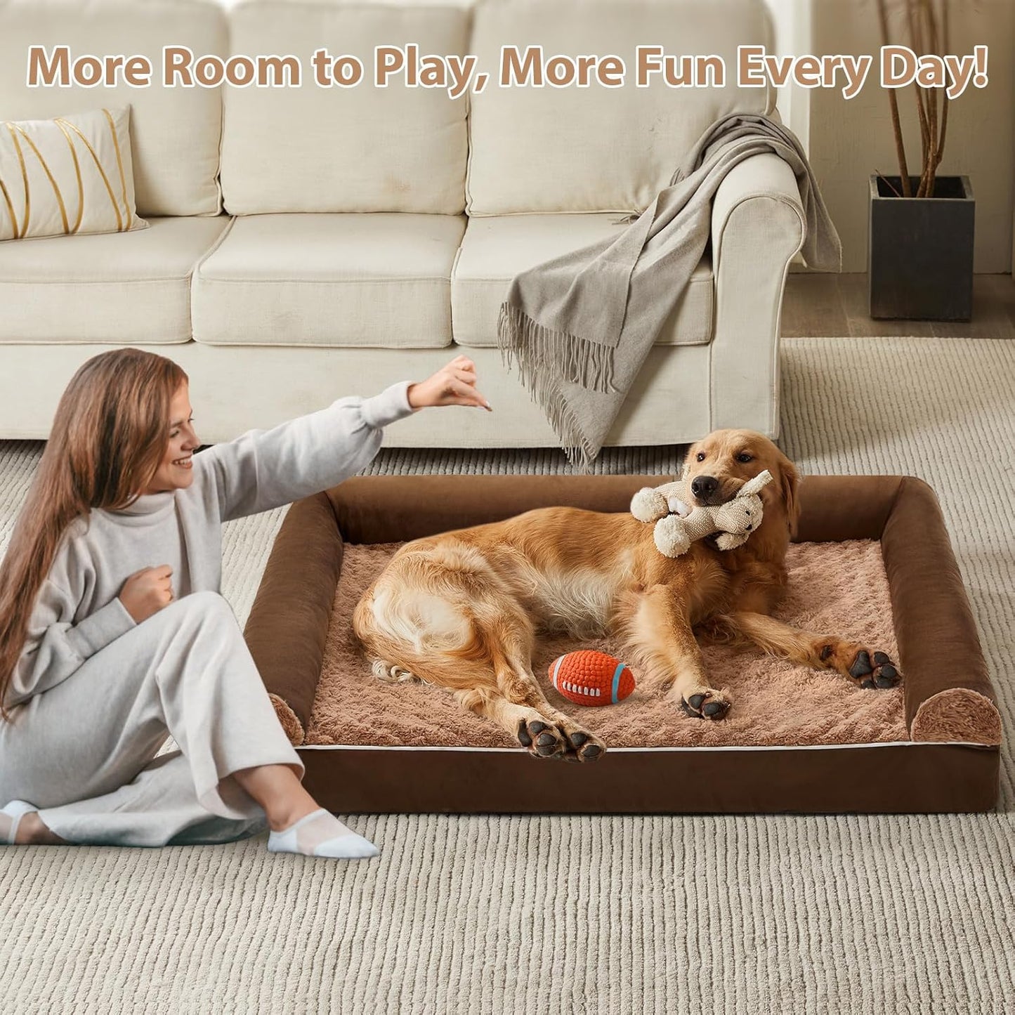 BFPETHOME Dog Beds for Large Dogs, Orthopedic Dog Bed for Medium Large Dogs,Big Waterproof Couch Pet Bed with Removable Washable Cover