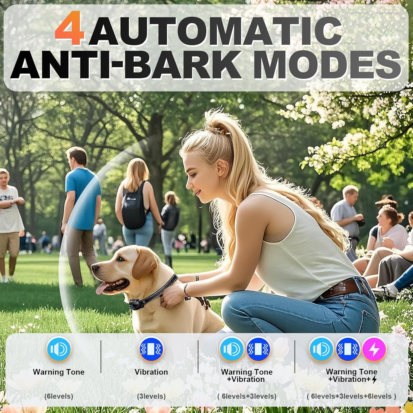 Upgraded Anti-Bark Collar with Remote Tag, 2-in-1 Dog Training Collar&Dog Bark Collar with 5 Adjustable Sensitivity,Smart Anti Barking for Large Medium Small Dogs(8-150lbs)-Black