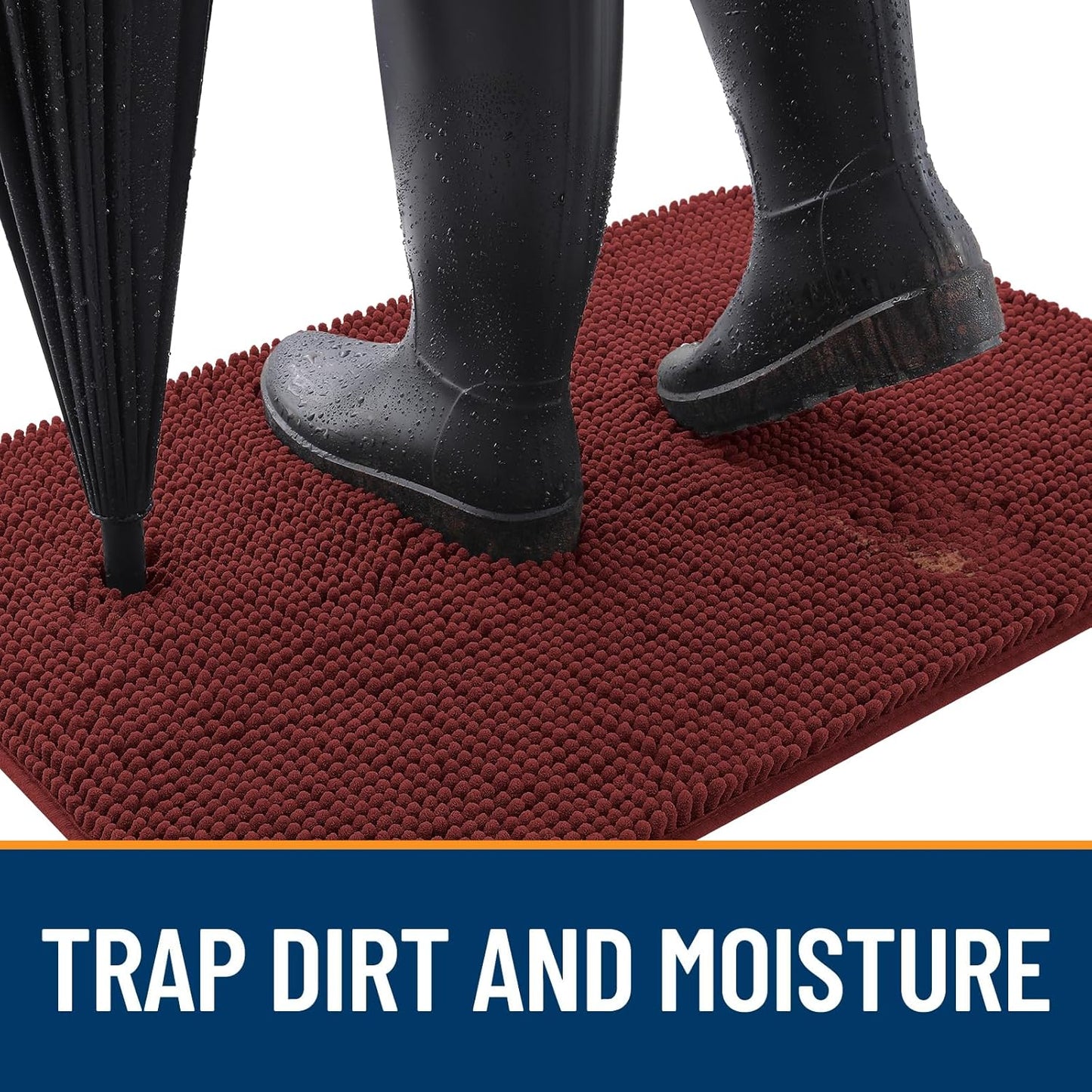 OLANLY Dog Door Mat for Muddy Paws 36x24, Absorbs Moisture and Dirt, Absorbent Non-Slip Washable Doormat, Quick Dry Chenille Mud Mat, Entry Indoor Entryway Carpet for Inside Floor, Caramel Russet