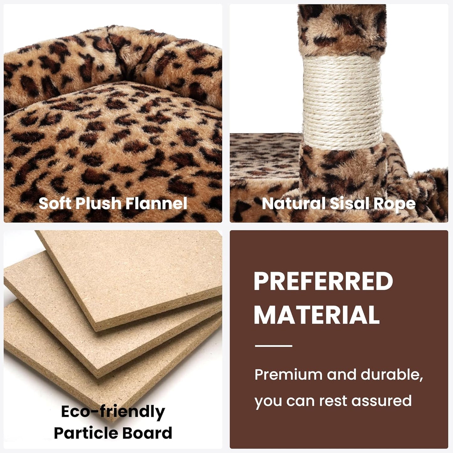 SHA CERLIN 68 Inches Multi-Level Large Cat Tree for Large Kitties/Big Cat Tower with Condo/Cozy Plush ‌Pussycat Perches/Sisal Scratching Posts and Hammocks/Activity Center/Leopard Print