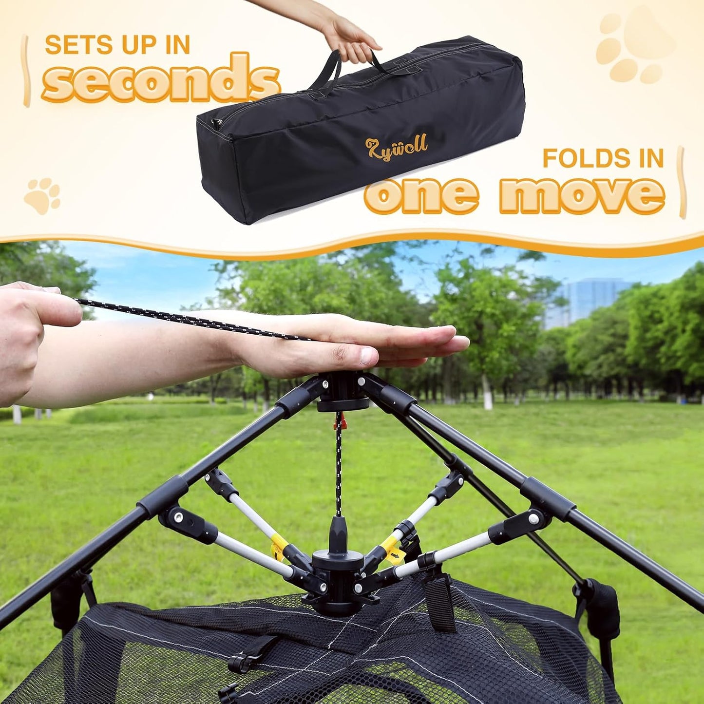 Extra Large Catio Outdoor Cat Enclosure, Rywell 3-Tier Spacious Outdoor Cat Tent, Weatherproof&Sunproof with 5 Windows, Foldable Cat Enclosure for Patio, Camping, Indoor(Includes Carry Bag)