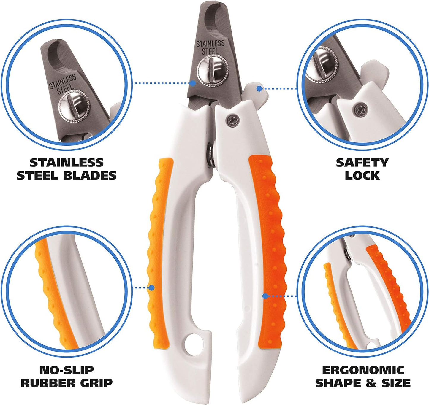 WAHL Pet Nail Clipper for Cutting Dog, Cat, & Animal Claws with Razor Sharp Stainless Steel Blades & Protective Safety Guard Locks for Safe Claw Care – Model 858448