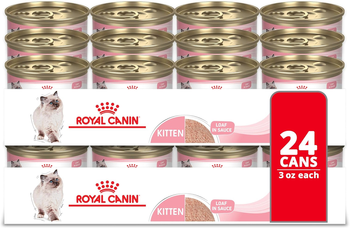 Royal Canin Feline Health Nutrition Kitten Loaf in Sauce Canned Cat Food, 3 oz can (Pack of 24)