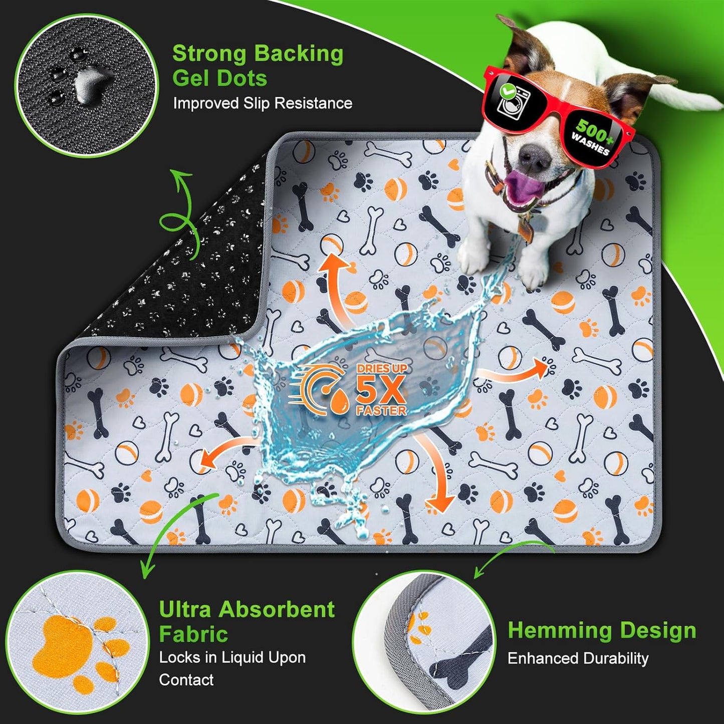 Hompet Dog Grass Pad with Tray Large, 46.8"x29", 2 Reusable Artificial Turf for Dogs Potty, Waterproof Non-Slip Washable Pee Pads, Quickly Absorbency Portable Dog Litter Box for Indoor/Outdoor Use