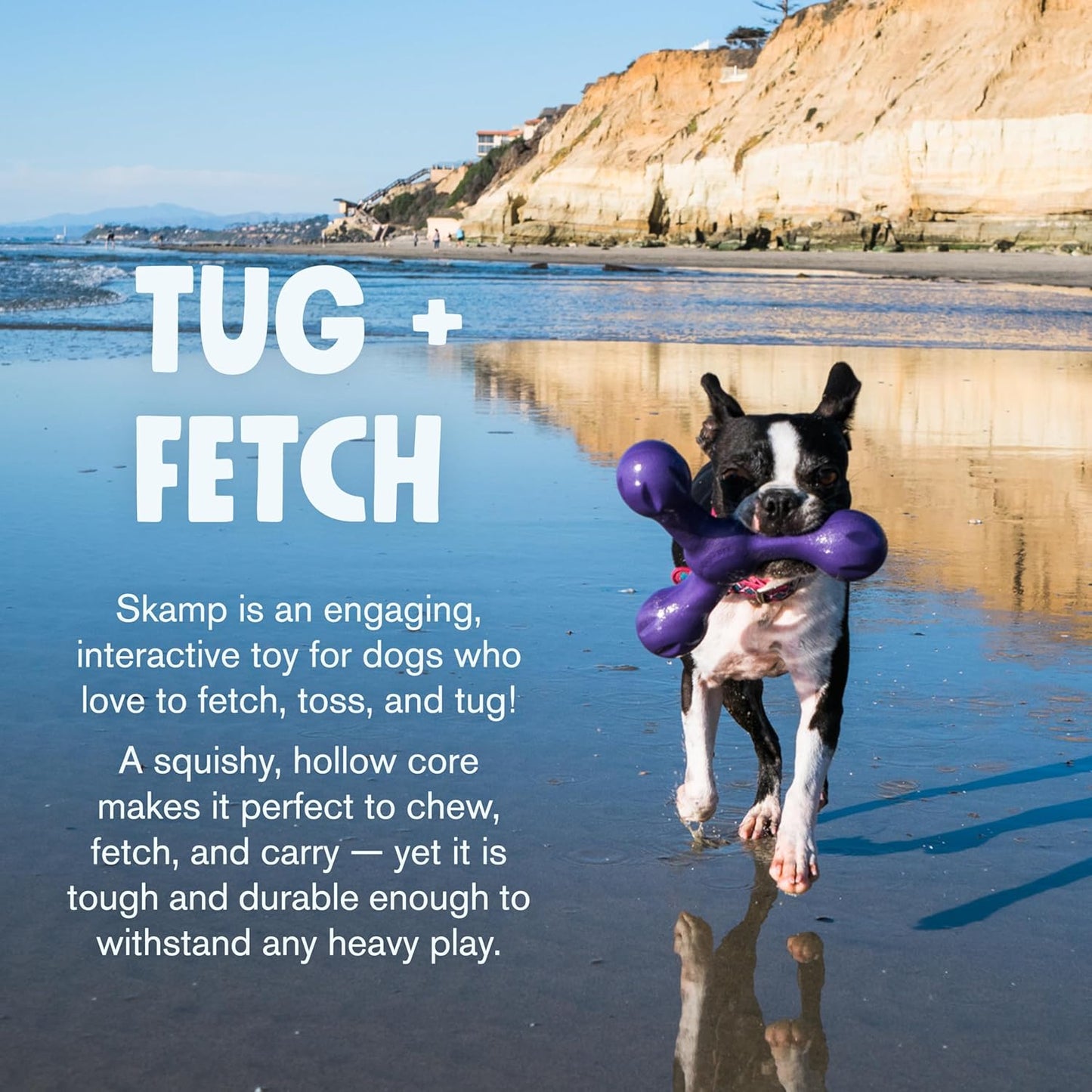 WEST PAW Zogoflex Air Skamp Tug-of-War Stick Dog Chew Toy – Hollow, Squishy Interactive Toy for Dogs, Puppies – for Chewing, Catch, Carry, Fetch, Dishwasher Safe, Latex-Free, Large 8.5", Hot Pink