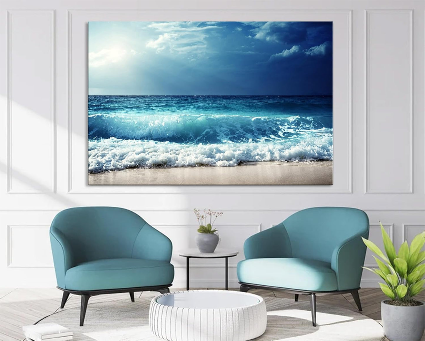 Nature Wall Art Prints - Ocean Forest Mountain Lake Canvas Landscapes - Small to Extra Large Living Room Bedroom Kitchen Bathroom Décor (Summer Ocean Beach, 20L" x 30W")