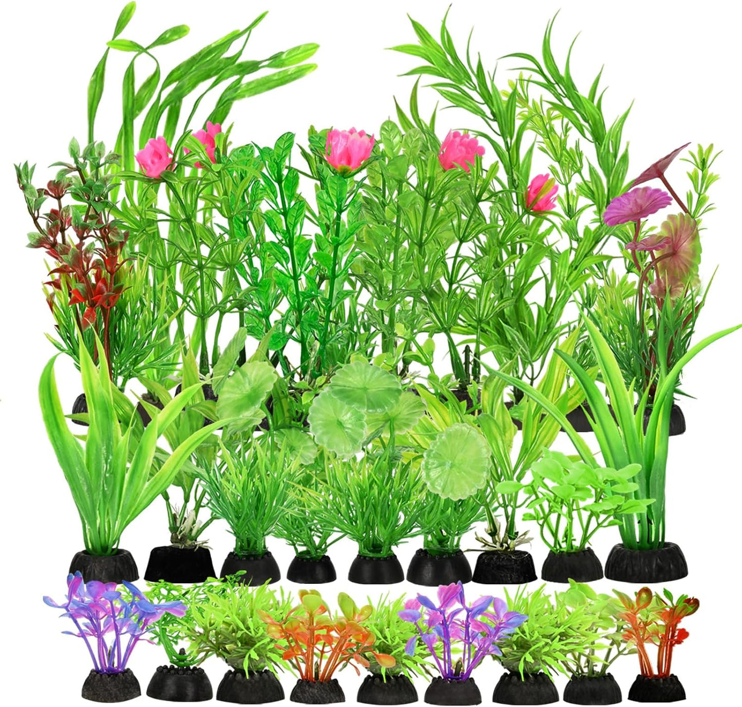 30Pcs Aquarium Plants, Green Fish Tank Plants, Artificial Aquarium Fish Tant Decor Plants, Plastic Water Grass Fish Tank Decorations