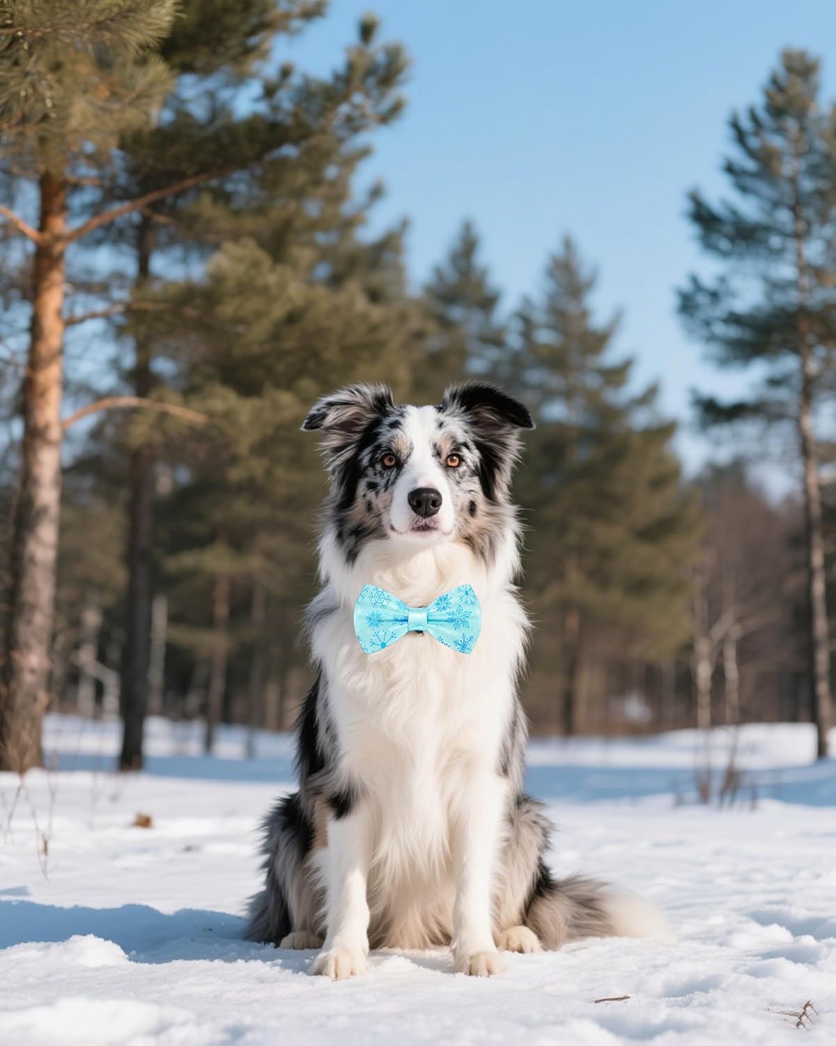 PET SHOW 10 Pack Winter Big Dog Bow Ties for Large Medium Dogs Sliding Collar Attachments Snowflake Bowties Snowman Bowknots Holiday Party Pet Grooming Accessories(Large)