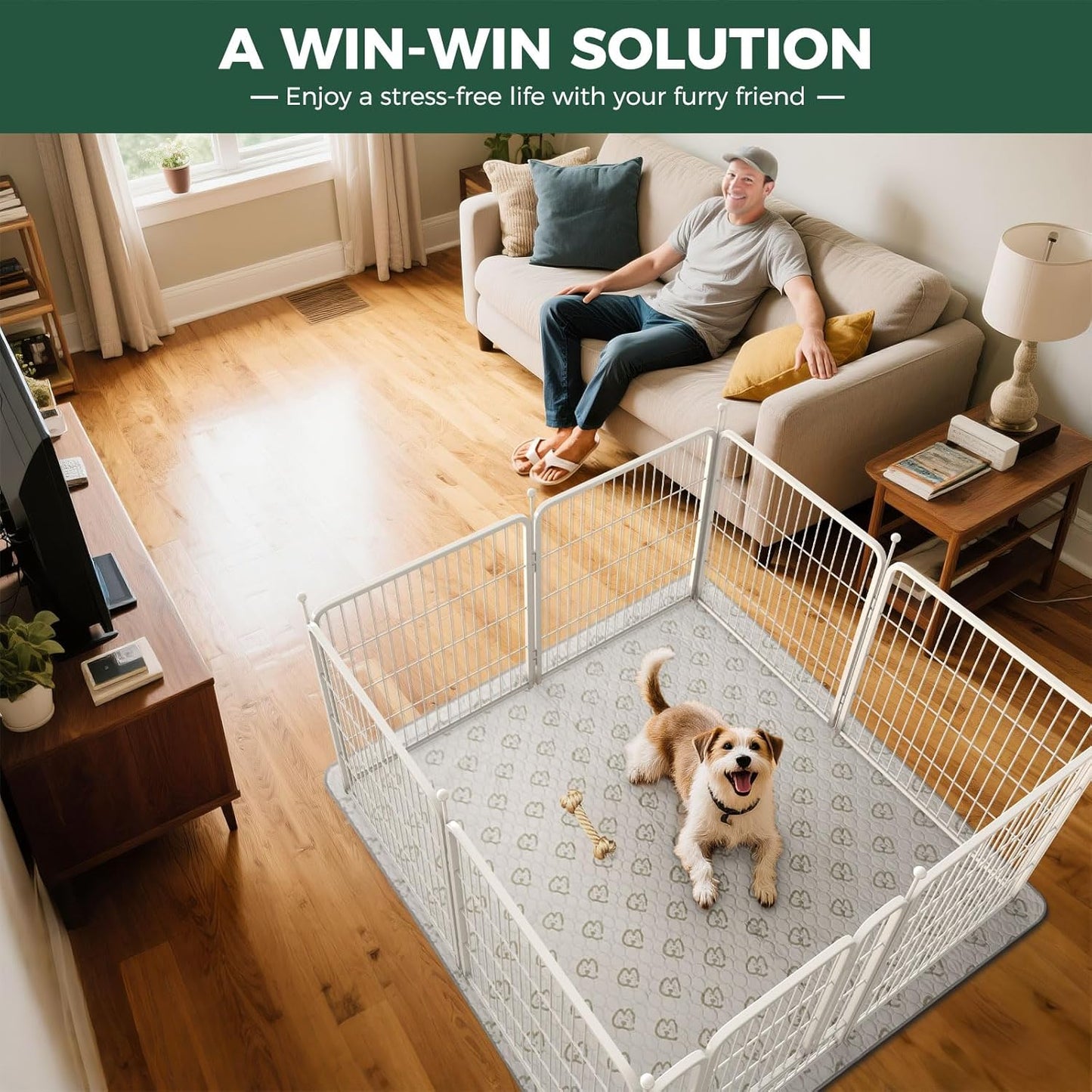 FXW Rollick Unleashed Dog Playpen for Indoor, Yard, RV Camping, 40 inch 8 Panels for Medium and Large Dogs, White│Patented