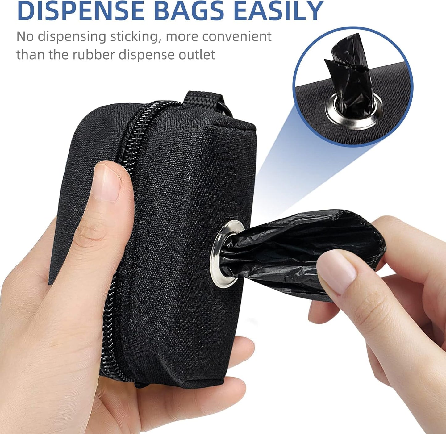 PuppyDoggy 1 Pack Poop Bag Holder for Dogs & Cats Waste Bag Dispenser Pouch Dispenser with 1 Roll of Free Poop Bags for Dog Leash Accessory Bicycle (Blue)