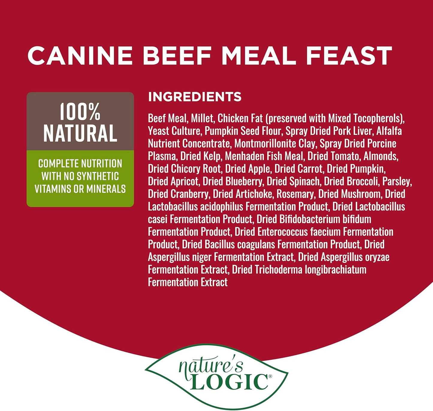 Nature's Logic Dry Dog Food - 100% Natural - No Synthetics - For All Ages, Sizes, Breeds - Free From Common Allergens, High Protein - Beef Meal Feast, 4.4lbs