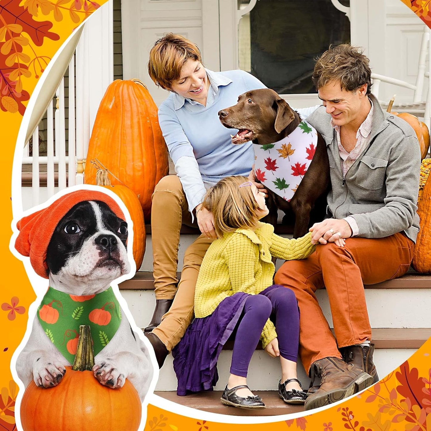 Sanwuta 120 Pcs Fall Thanksgiving Dog Bandanas Bulk, Dog Scarves for Small Medium Large Dogs Cats, Adjustable Triangle Pet Bandanas with Pumpkin Maple Leaf Plaid Prints for Autumn Party Decoration