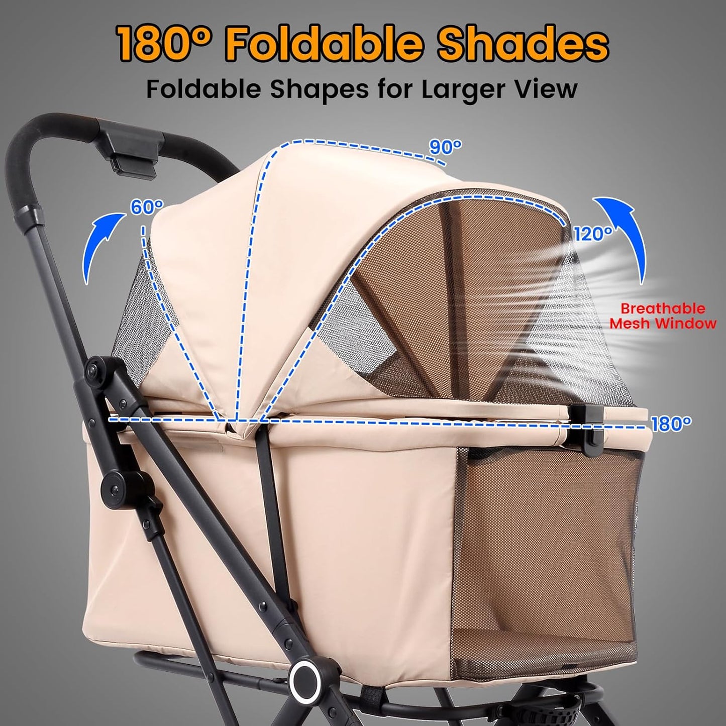 Foldable Dog Stroller - Lightweight Pet Stroller with One-Step Folding, No Assembly Required for Walking, Travel & Shopping, Perfect for Small Dogs, Senior Pets & Cats