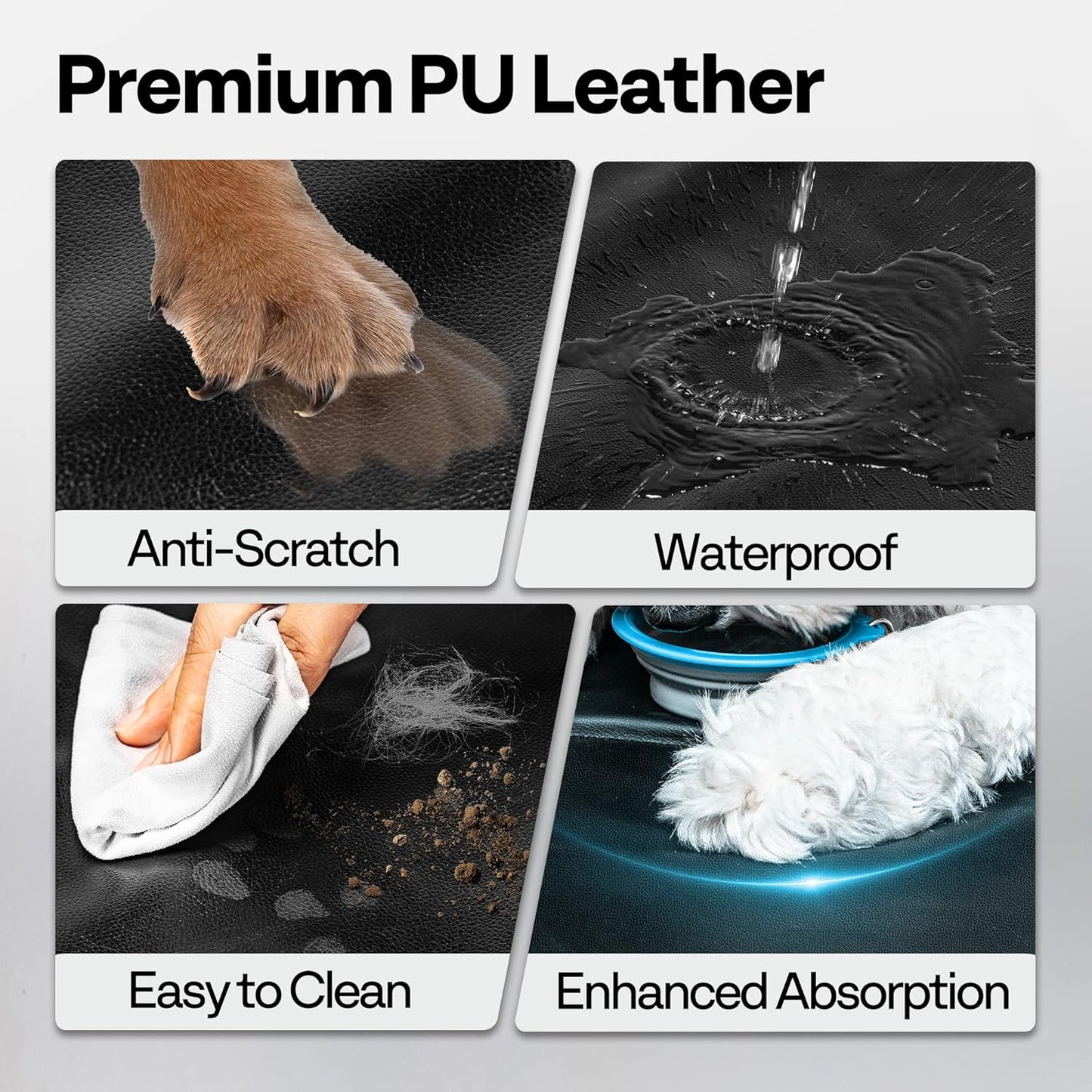 Dog Car Seat Cover for Back Seat 53", Upgraded PU Leather Back Seat Extender with Hard Bottom Holds 400LBS, Waterproof Anti-Scratch, Backseat Cover for Dogs in Car, SUV & Small Truck