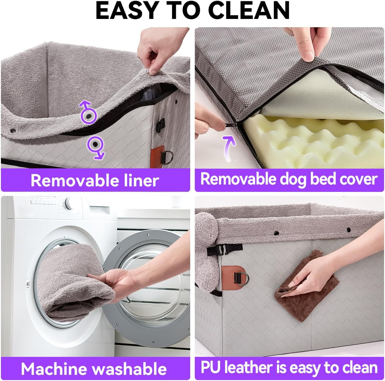 Dog Car Seats for Small Medium Dogs,PU Leather Car Seat Boosters,Foldable Puppy Cat Carseats (Grey, Medium Dog)