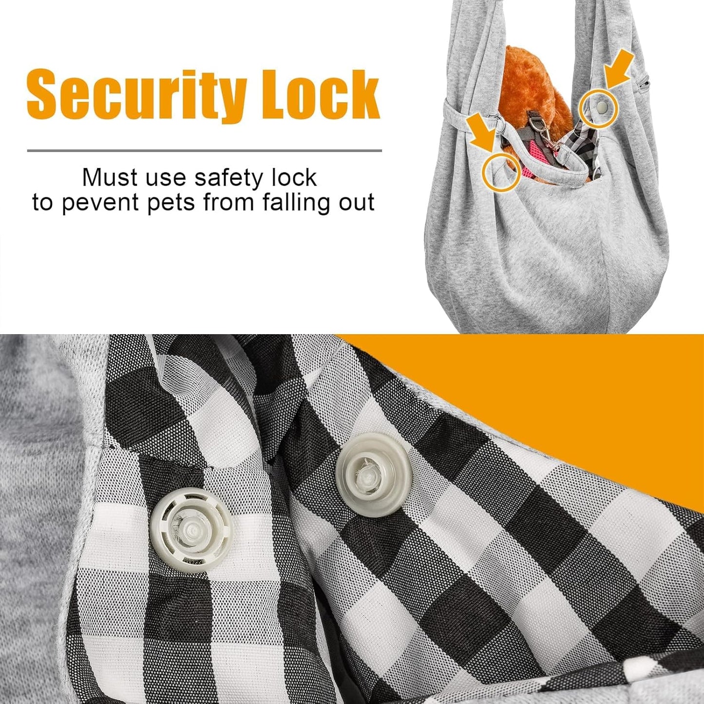 Tomkas Small Dog Sling Carrier - Zipper Pocket & Classic Strap - for 3-10 lbs Pets(Grey)