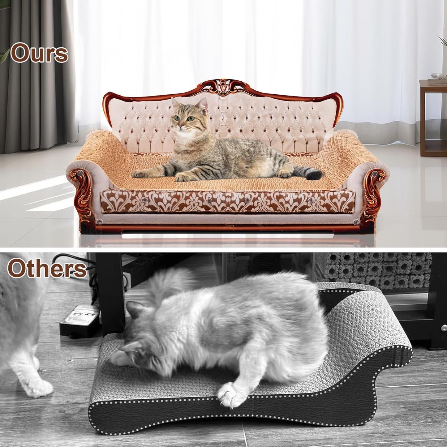 Scratching Sofa, Couch Shaped Thick Scratching Cardboard, Lounge Bed for Indoor Rest&Play, Sofa Scratcher Pad (Silver, 27.6" L X 12.4" W X 11.8" H)