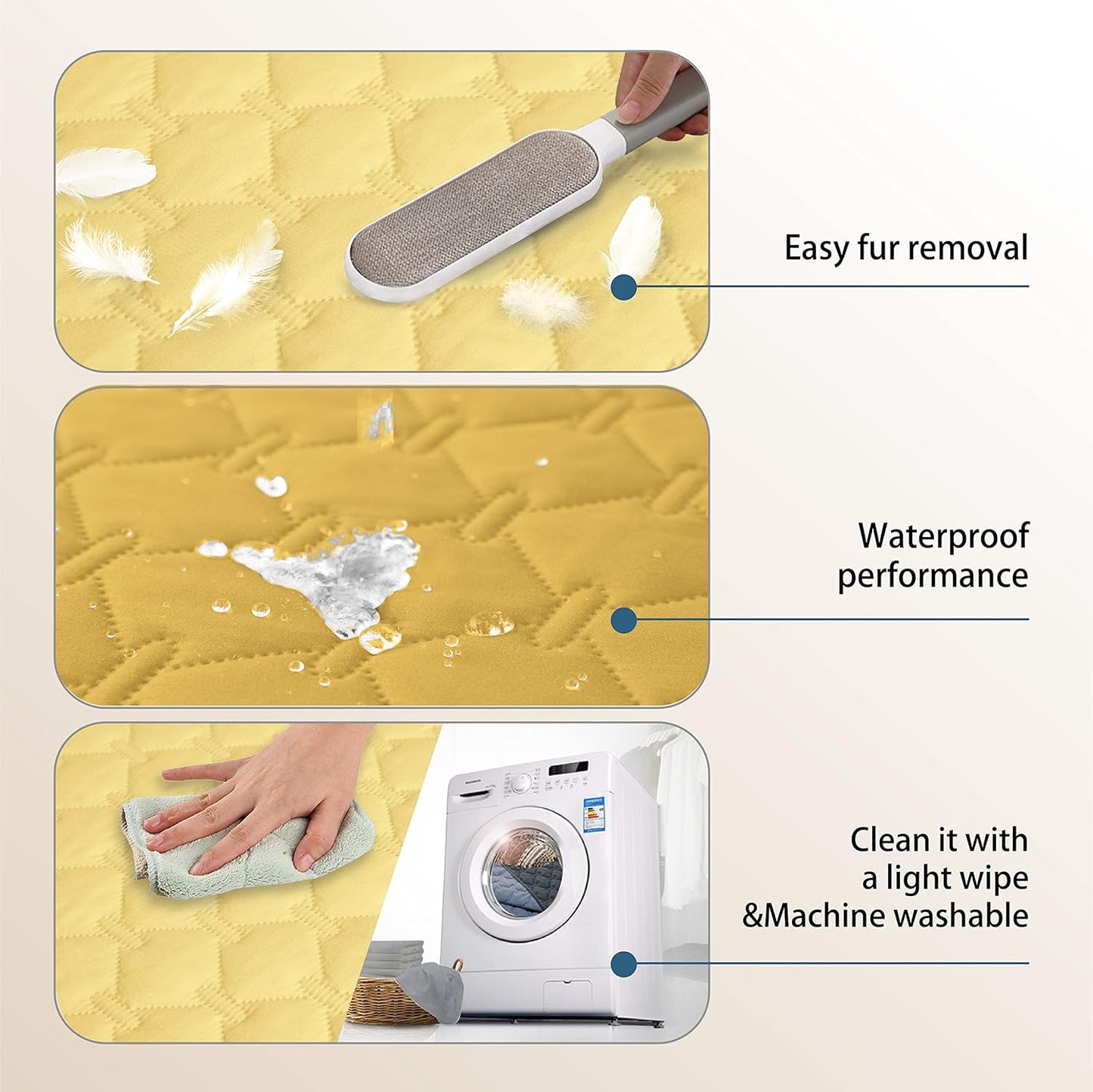 gogobunny 100% Double-Sided Waterproof Dog Bed Cover Pet Blanket Sofa Couch Furniture Protector for Puppy Large Dog Cat, Reversible (52x82 Inch (Pack of 1), Dark Yellow/Light Yellow)