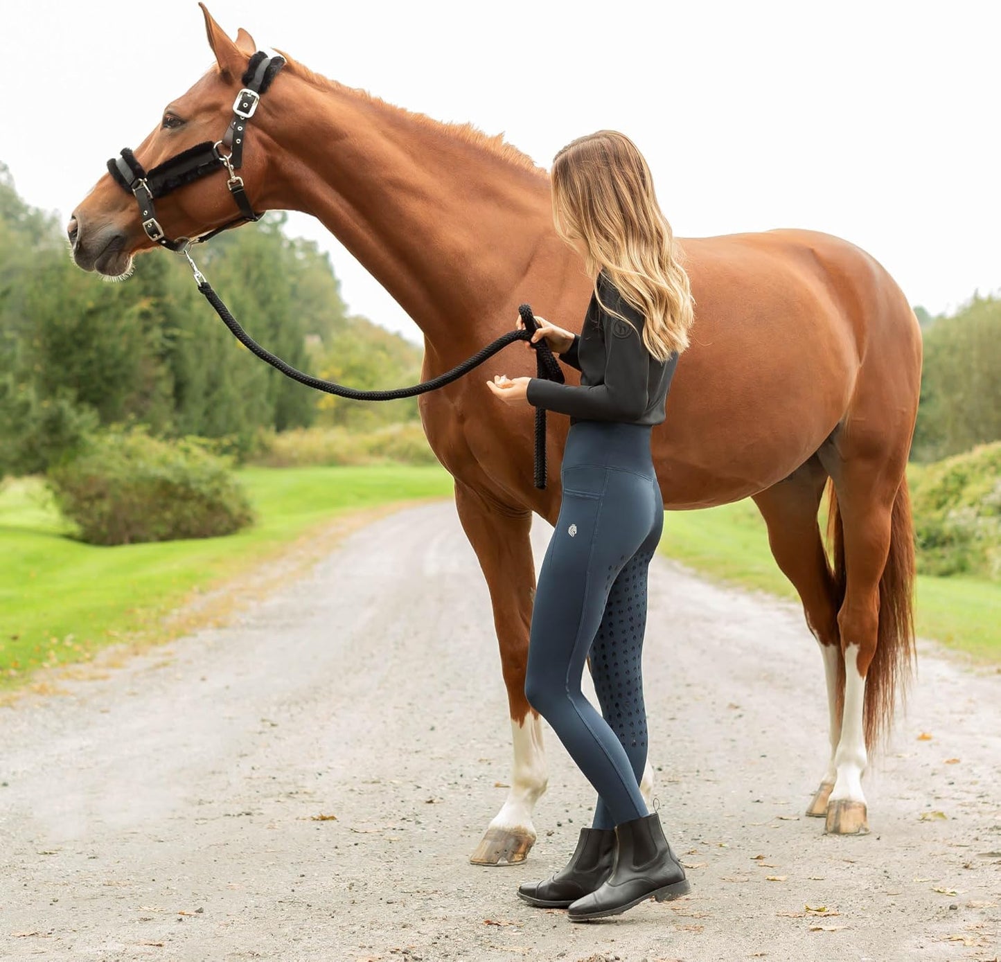Equinavia Valkyrie Soft Ultra Fleece Padded Adjustable Breakaway Horse Halter - Black/Black - Warmblood