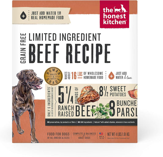 The Honest Kitchen Dehydrated Limited Ingredient Beef Dog Food, 4 lb Box