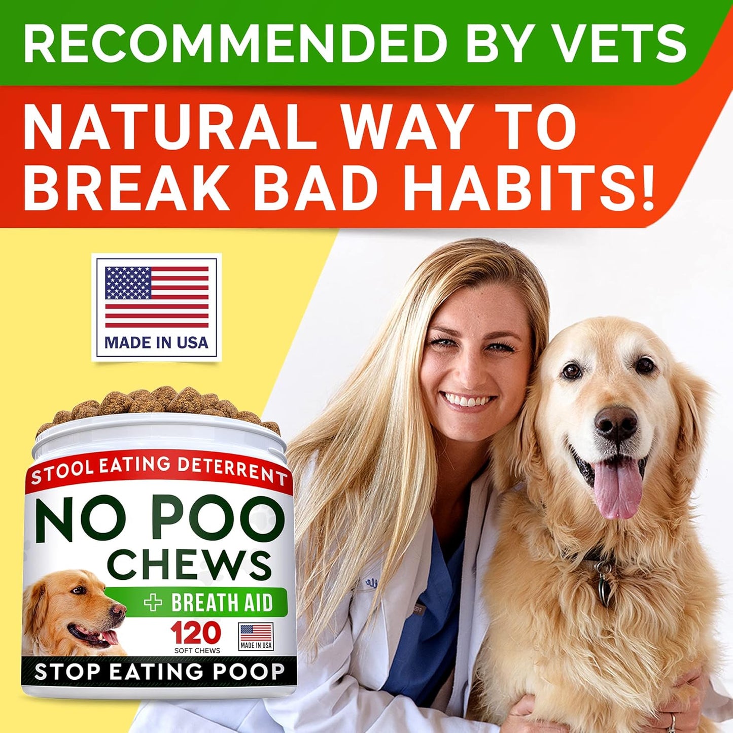 STRELLALAB No Poo Chews for Dogs - Coprophagia & Stool Eating Deterrent with Probiotics, Digestive Enzymes & Breath Aid Support - Stop Dog Poop Eating (120Ct, Poultry)