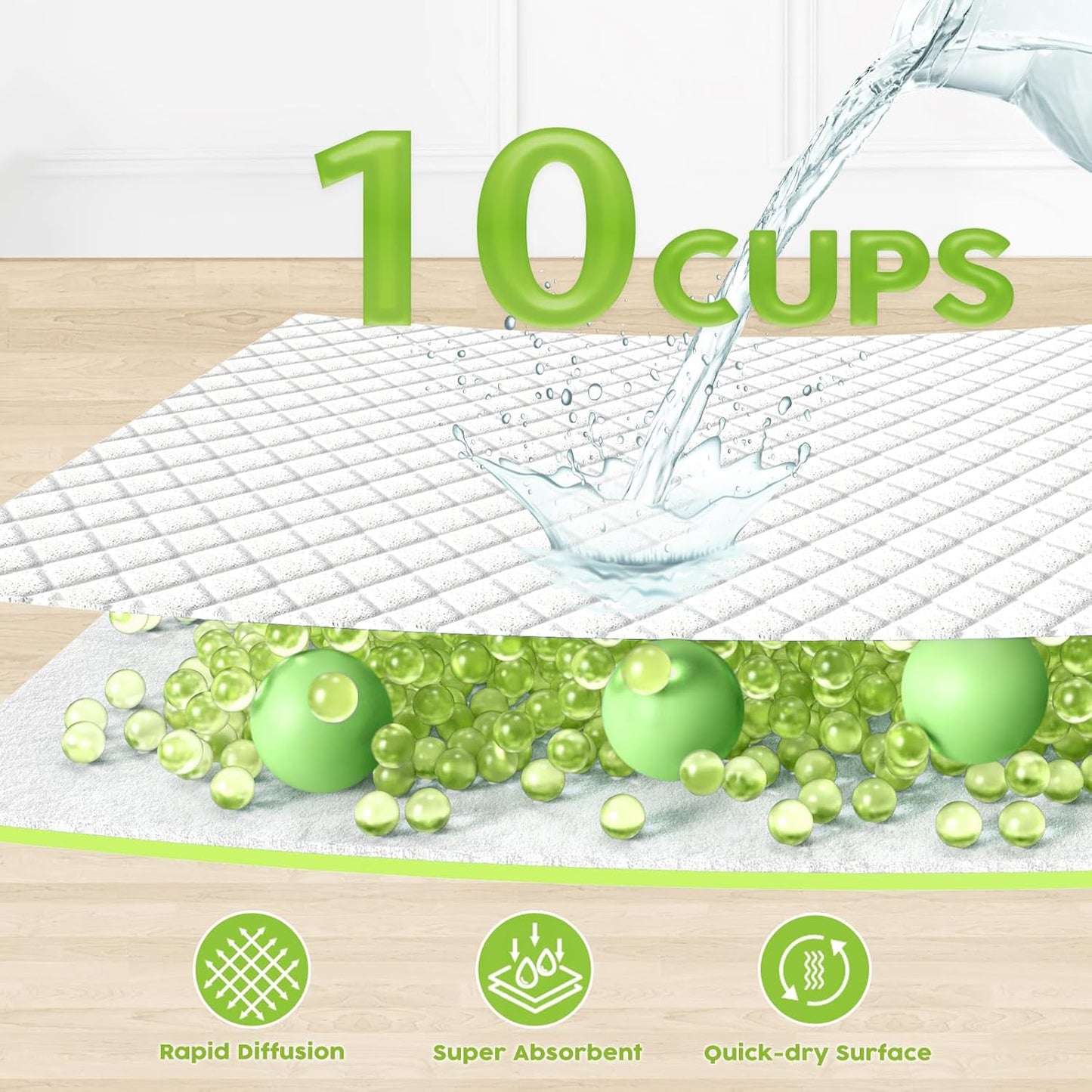 CROCI Pee Pads for Dogs 30x36in Daisy Pattern, Puppy Pads with Adhesive Tabs Super Absorbent Up to 10 Cups, Disposable (40 Counts)