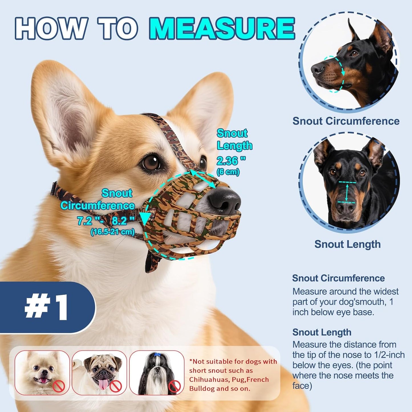 Basket Muzzle to Prevent Biting, Dog Muzzle for Large Medium Small Dogs Allows Panting Drinking Anti Chewing, Perfect for Grooming Trimming Training and Aggressive Reactive Dogs (Brown, Size 1)