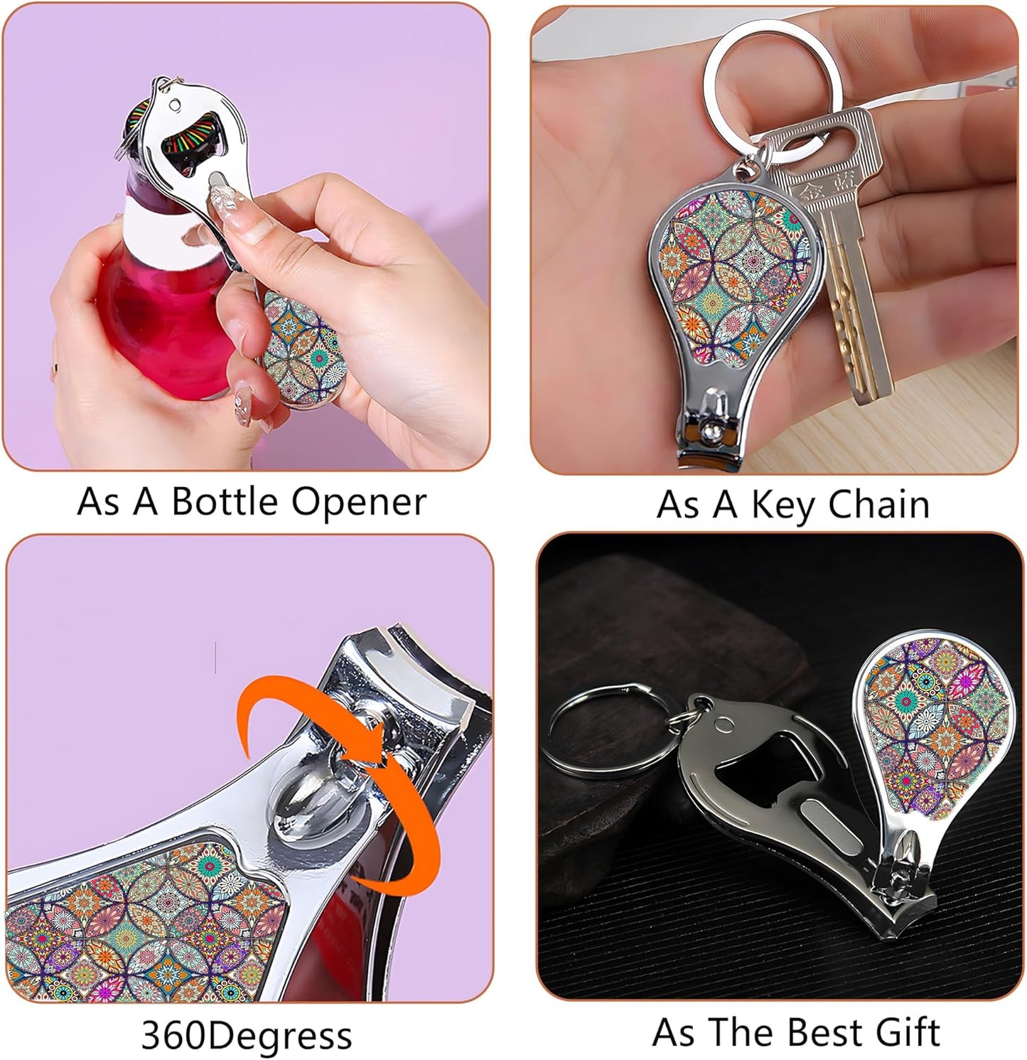 Nail Clippers with Key Chain Cute Stainless Steel Nail Cutter with File Professional Toenail Clipper for Men Multifunction Toenail Clipper 2 Pack Nique Cutter for Adult(Datura)