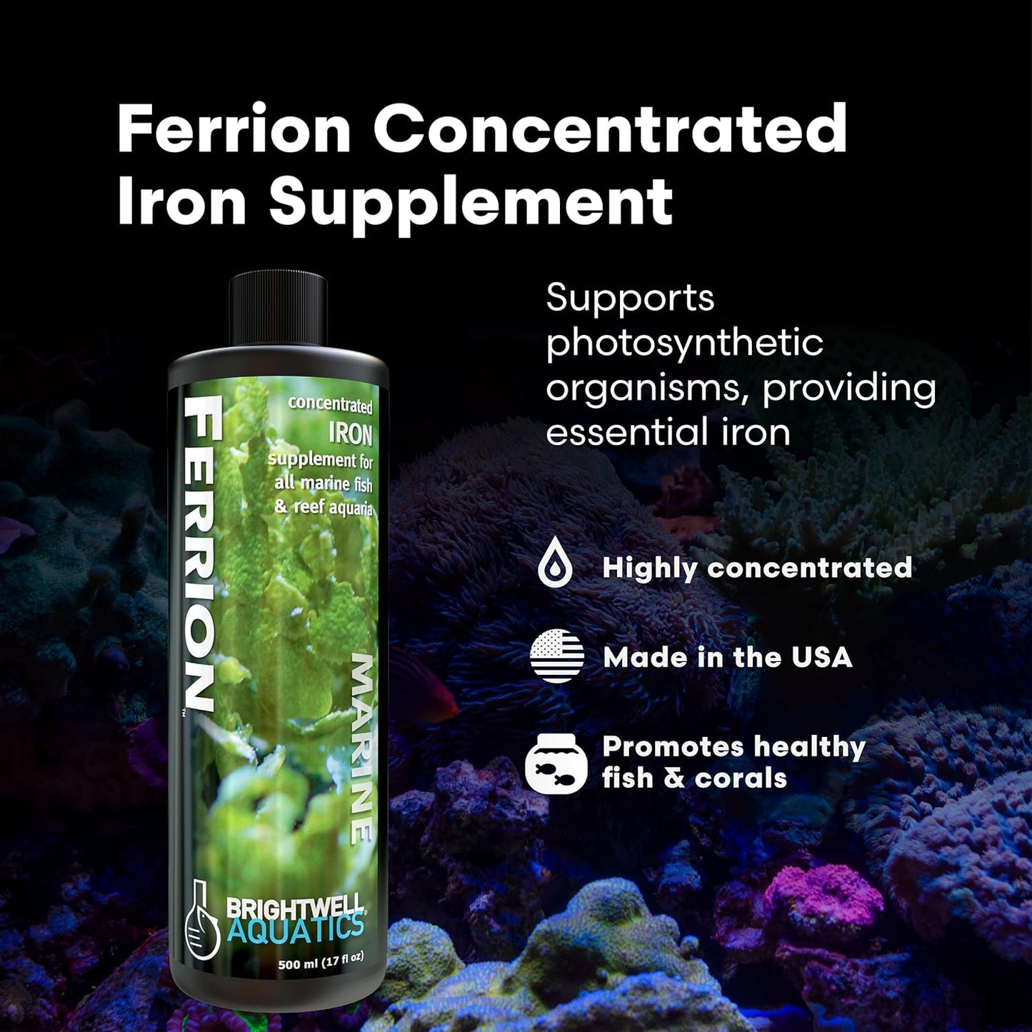 Brightwell Aquatics Ferrion - Concentrated Iron Supplement for Marine Fish and Reef Aquariums 250-ml