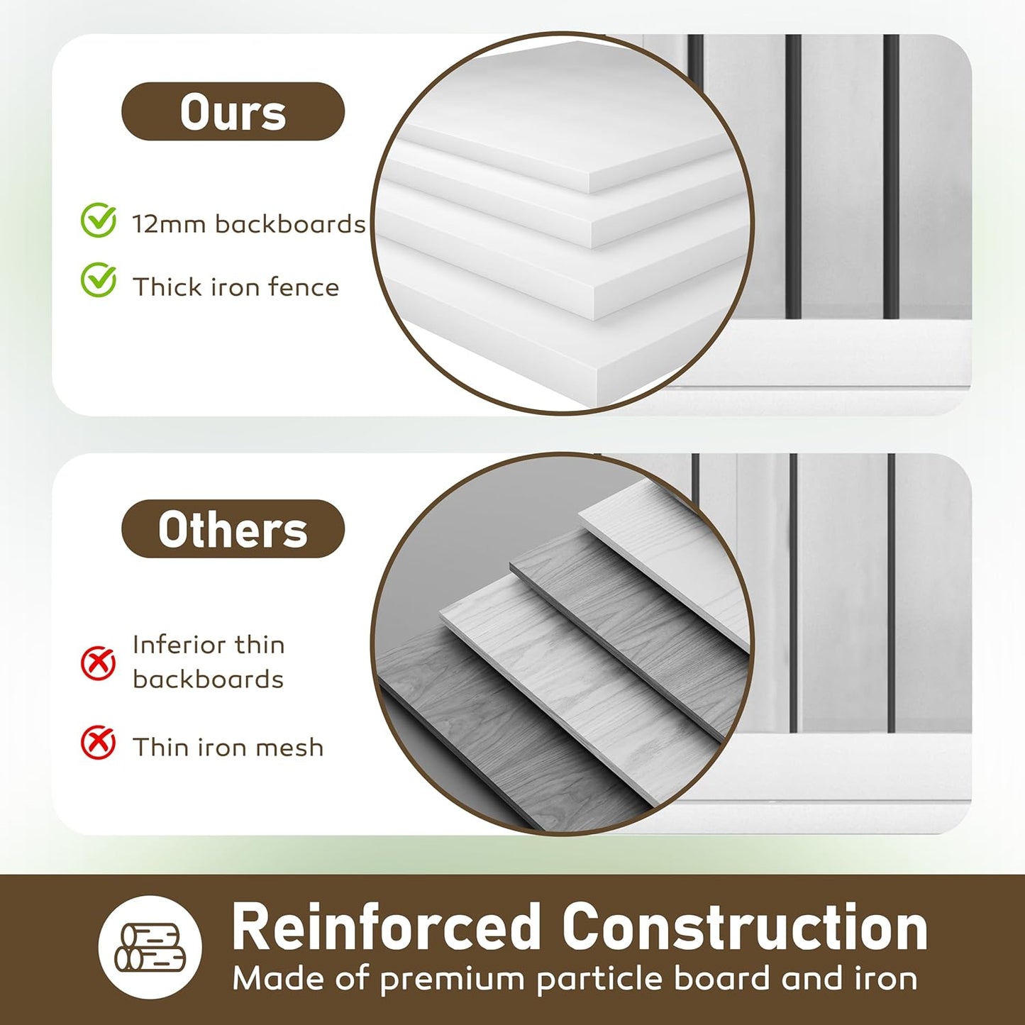 MUPATER 63" L x 23.6" W x 33.3" H Double Wooden Dog Cage Table with 2 Large Drawers & Safety Locks, Large Dog Crate Furniture for 2 Dogs with Removable Divider, Decorative Indoor Dog Kennel Furniture