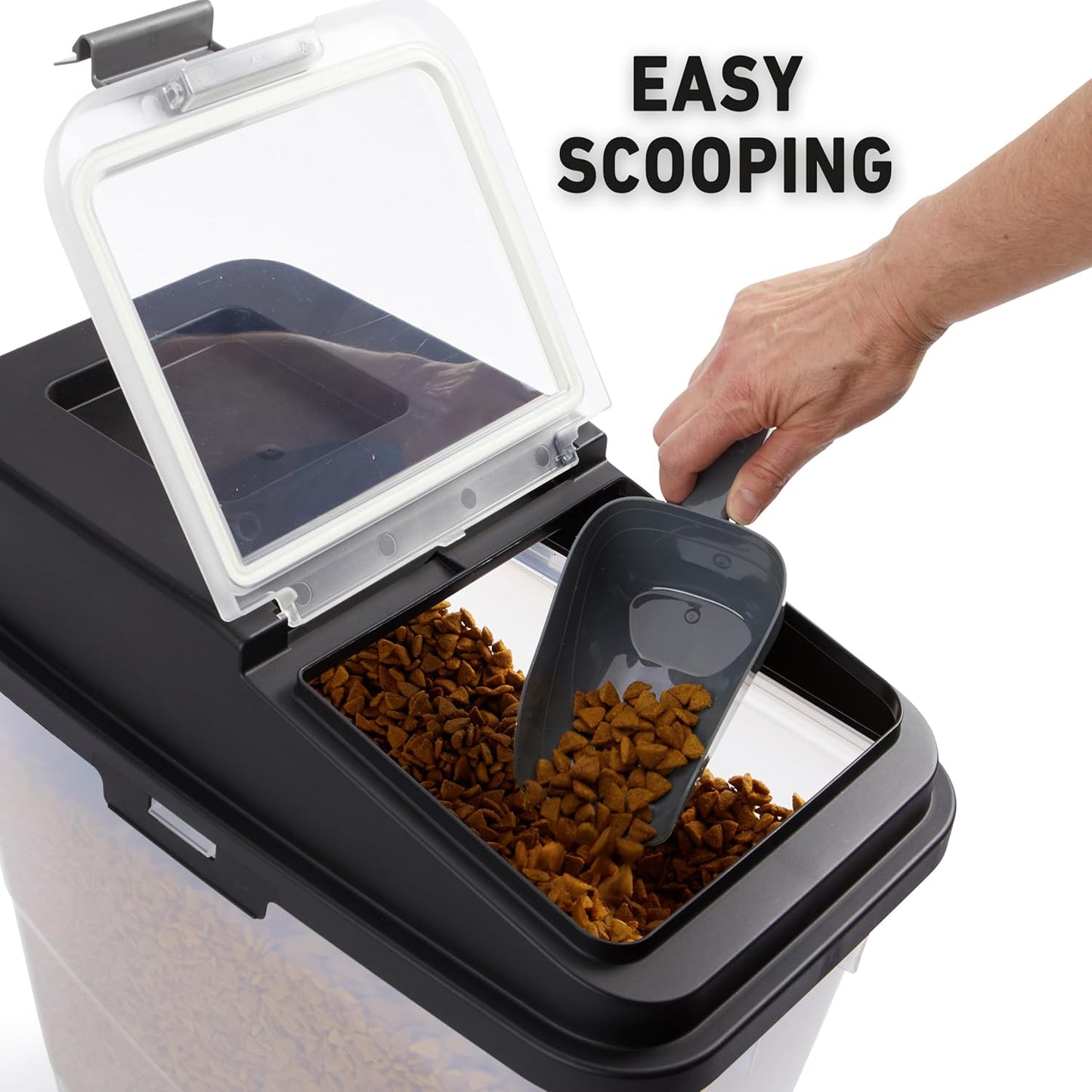 Mighty Tuff Airtight Dog Food Storage Container, Up to 36 lbs, with Portion Scoop – BPA Free Airtight Pet Food Bin on Wheels