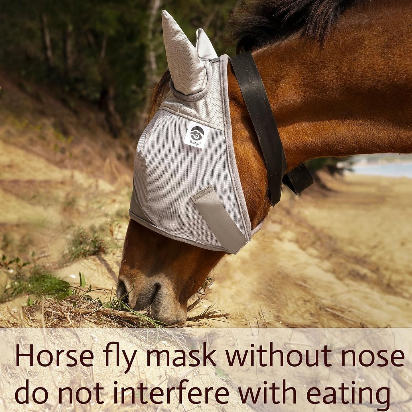 Horse Fly Mask, Adjustable Fly Masks for Horses with Ears, UV Protection from Insect Pests Comfort Mesh Without Nose Average Size Horses Accessories(Extra Small)