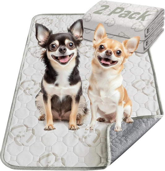 FXW Washable Pee Pads for Dogs, Puppy Pads with Super Absorbent, Specifically Designed for 18inch Cages, 17" × 11" Rectangle, Khaki, 2 Packs