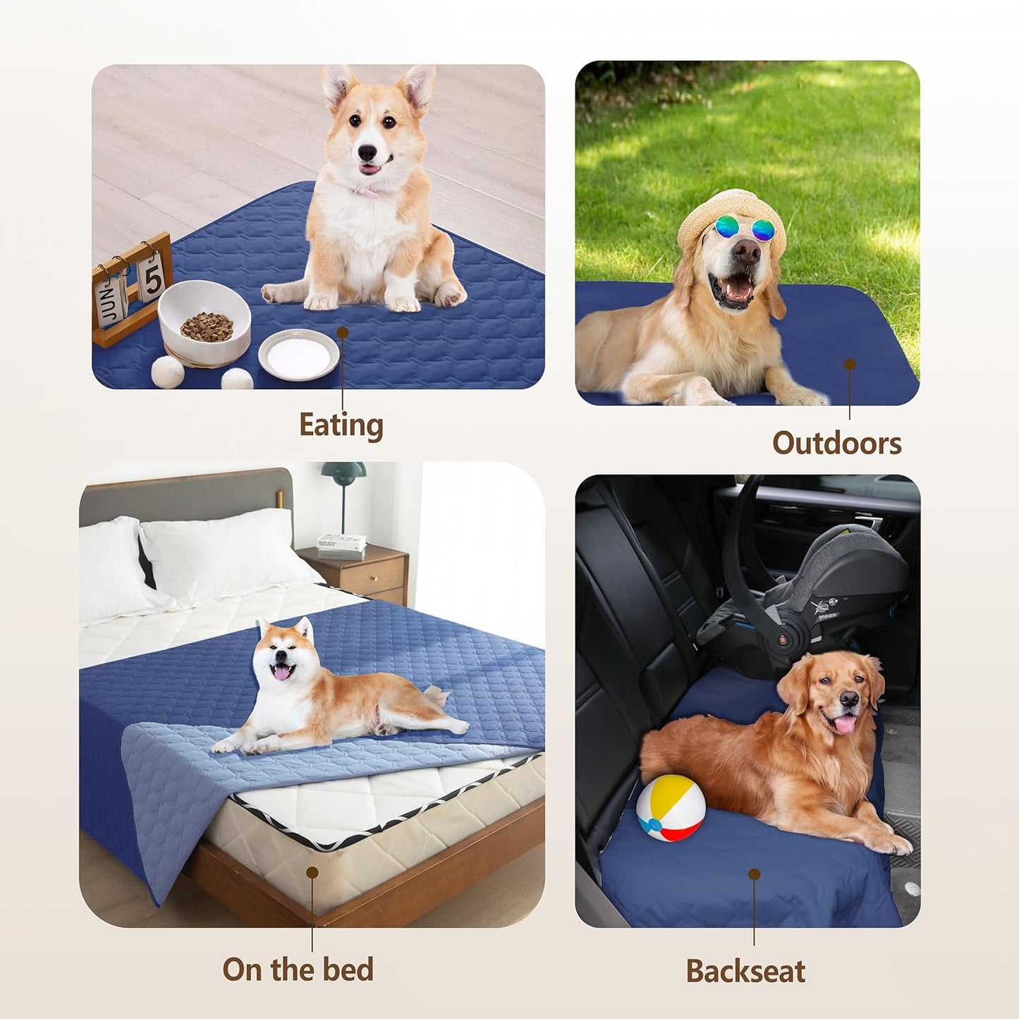 gogobunny 100% Double Sided Waterproof Dog Blanket Soft Pet Bed Cover Reversible Protect Furniture Couch Sofa Car for Puppy Cat Kids (Dark Navy/Light Navy, 30x80 Inch (Pack of 1))