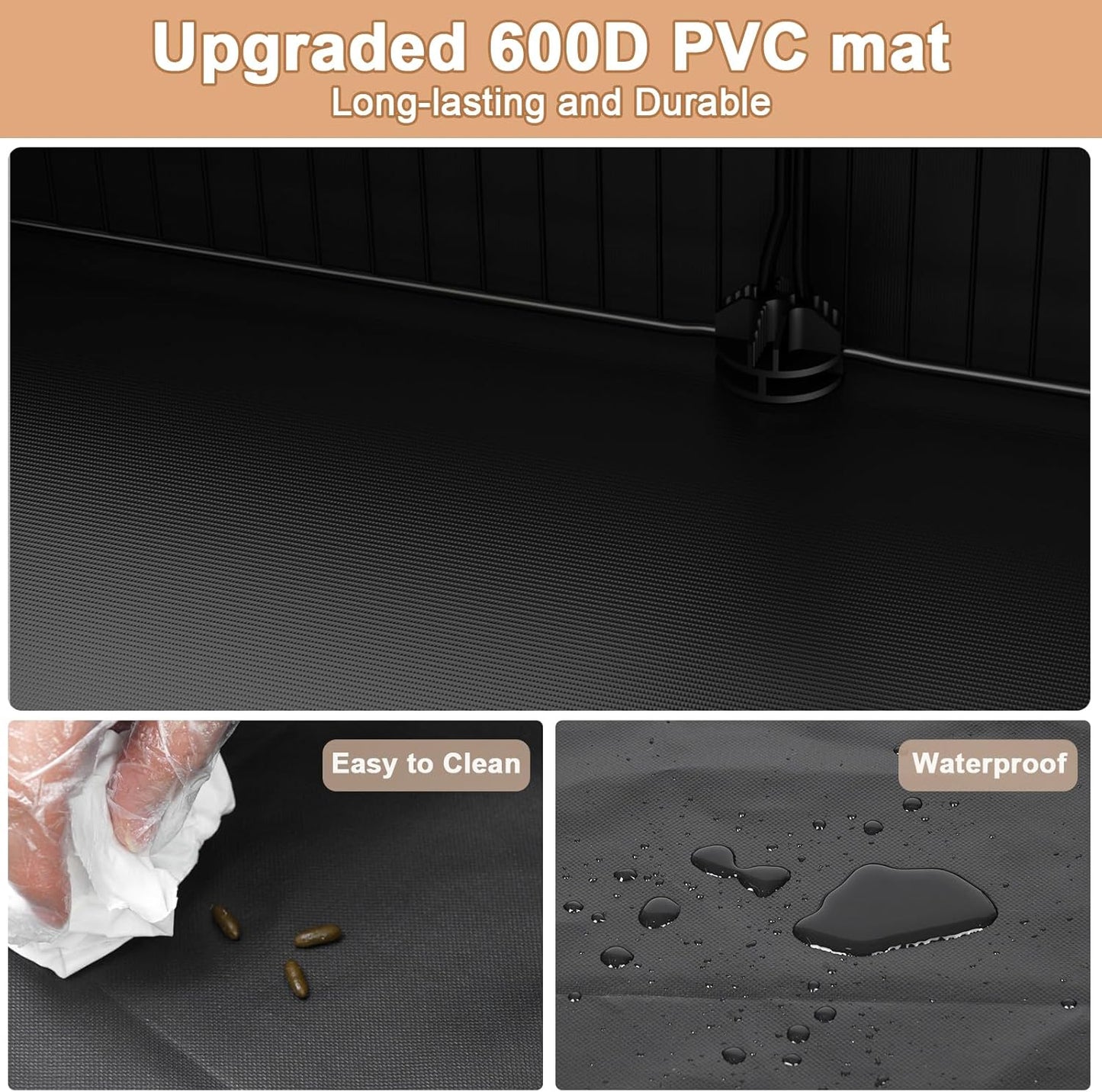 Tresbro Guinea Pig Cage with Waterproof PVC Bottom Liner & One-Hand Release Hook, Triple Fixing C&C Cage for Guinea Pigs, Bunny, Rabbit, Hedgehog, Small Animal Indoor Playpen 48''L x 24''W x 16''H