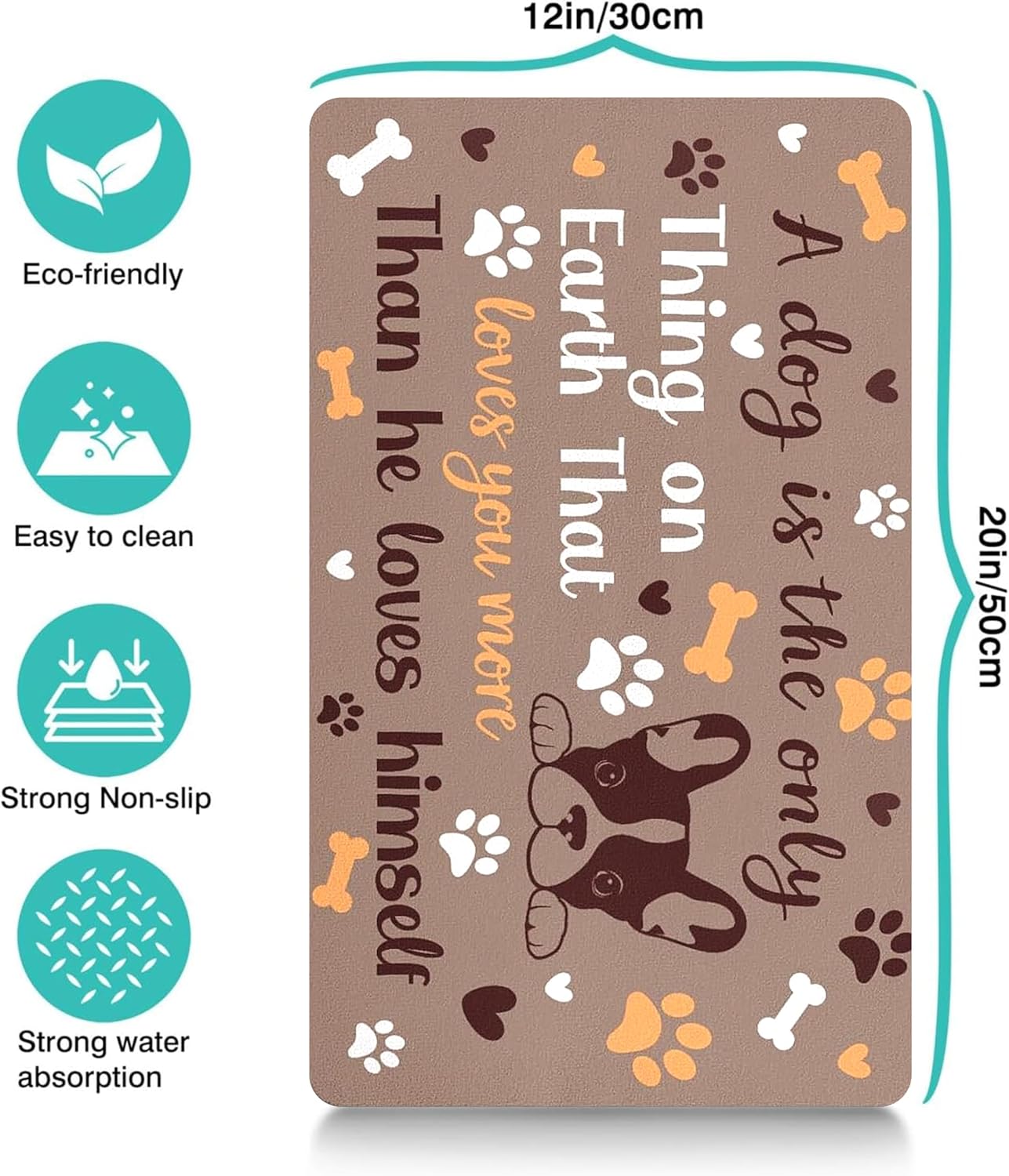 Pet Feeding Mat for Floors Waterproof Dog Mat for Food and Water Absorbent Quick Dry Non Slip mat for Cat Bowls