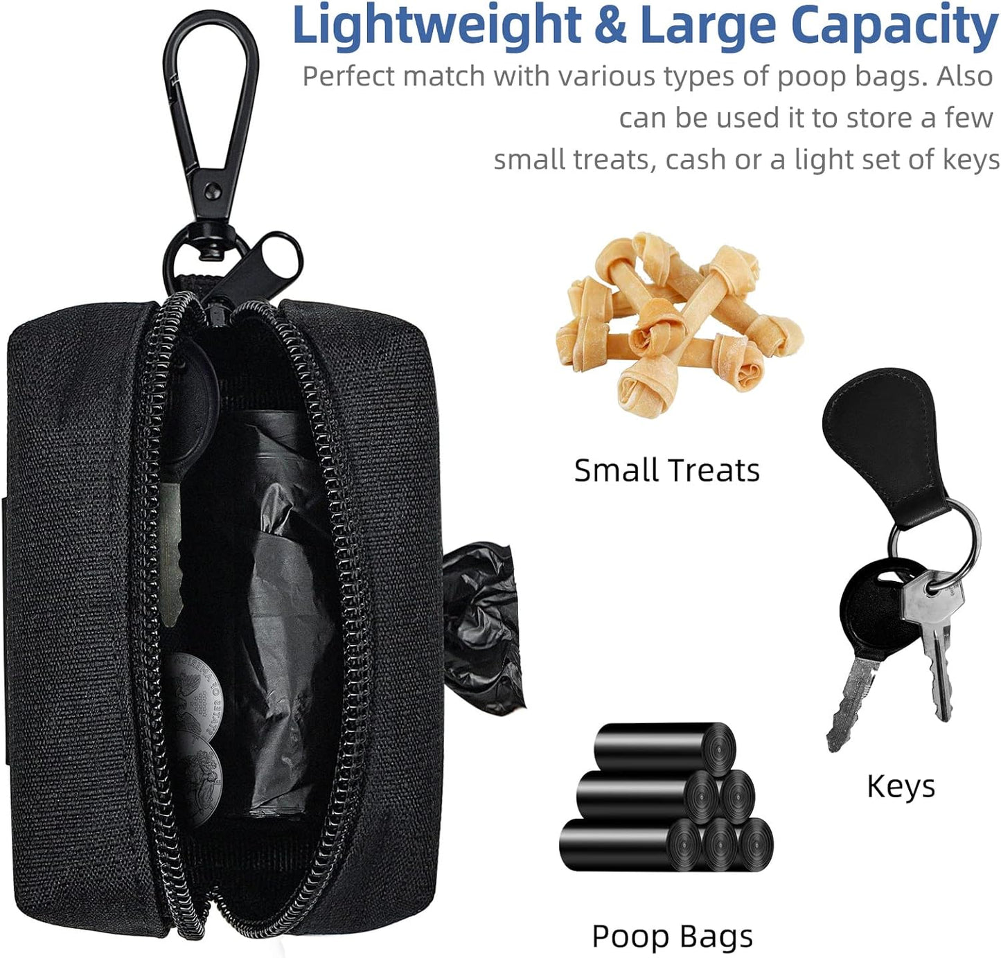 PuppyDoggy 1 Pack Poop Bag Holder for Dogs and Cats Waste Bag Dispenser Poop Bag Pouch Dispenser with 1 Roll of Free Poop Bags for Dog Leash Accessory Bicycle