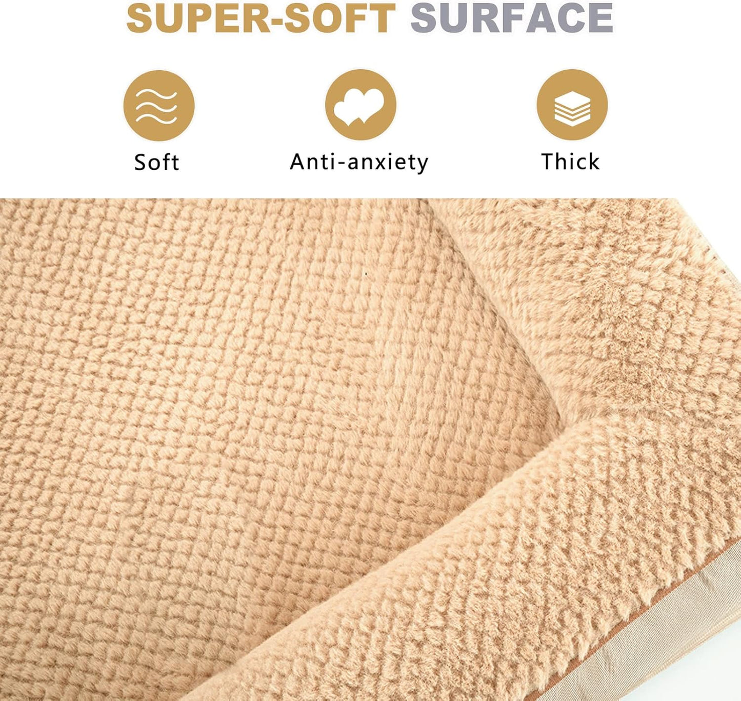 JOYELF Orthopedic Dog Bed for Medium Dogs,U-Shaped Foam Sofa Bed, Bolster Waterproof Pet Bed with Removable Washable Cover and Nonskid Bottom, for Small to Medium Dogs - Khaki